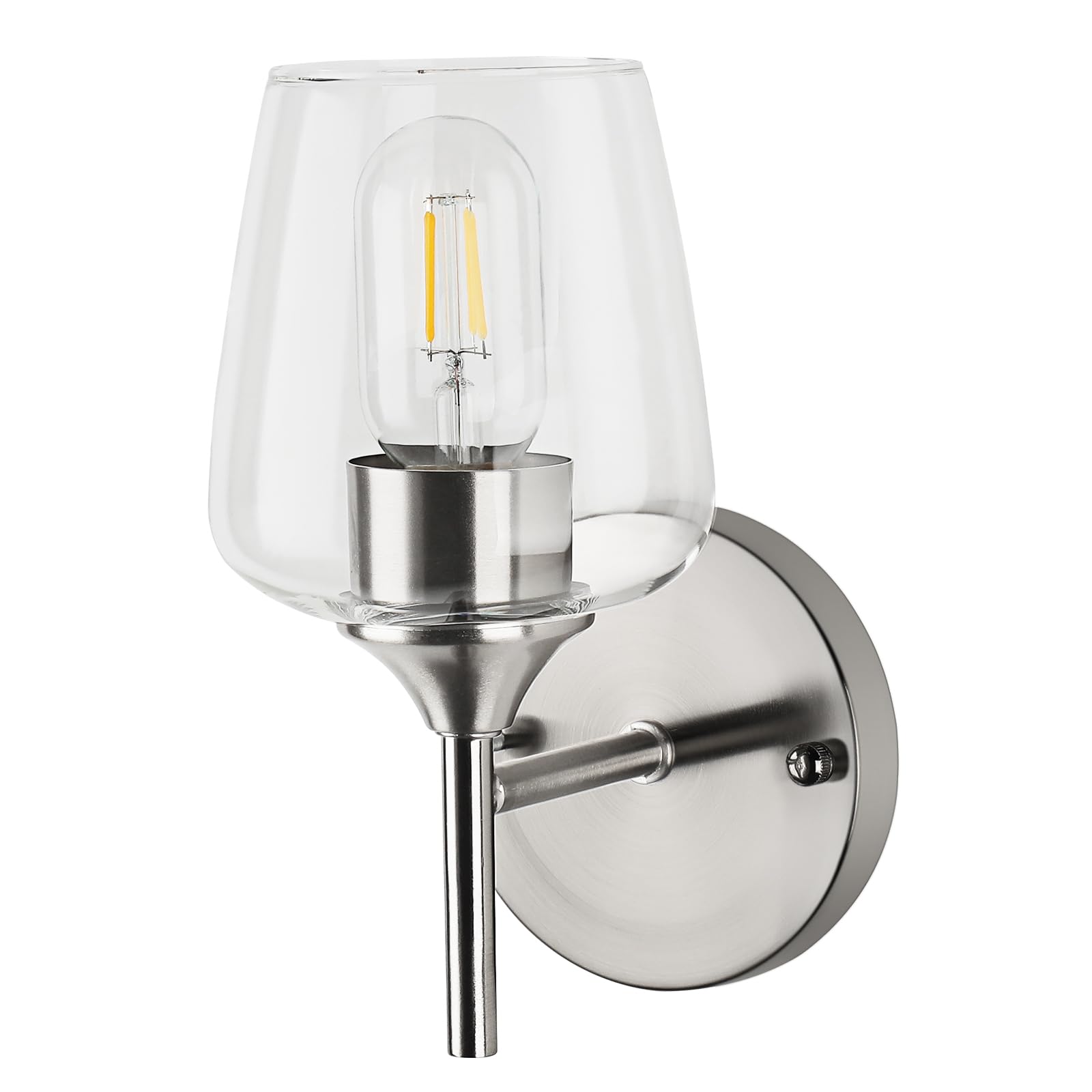 foucasal Bathroom Vanity Light Fixture 1-Light Brushed Nickel Metal with Clear Glass Shade ULB0046H-1SHANIE