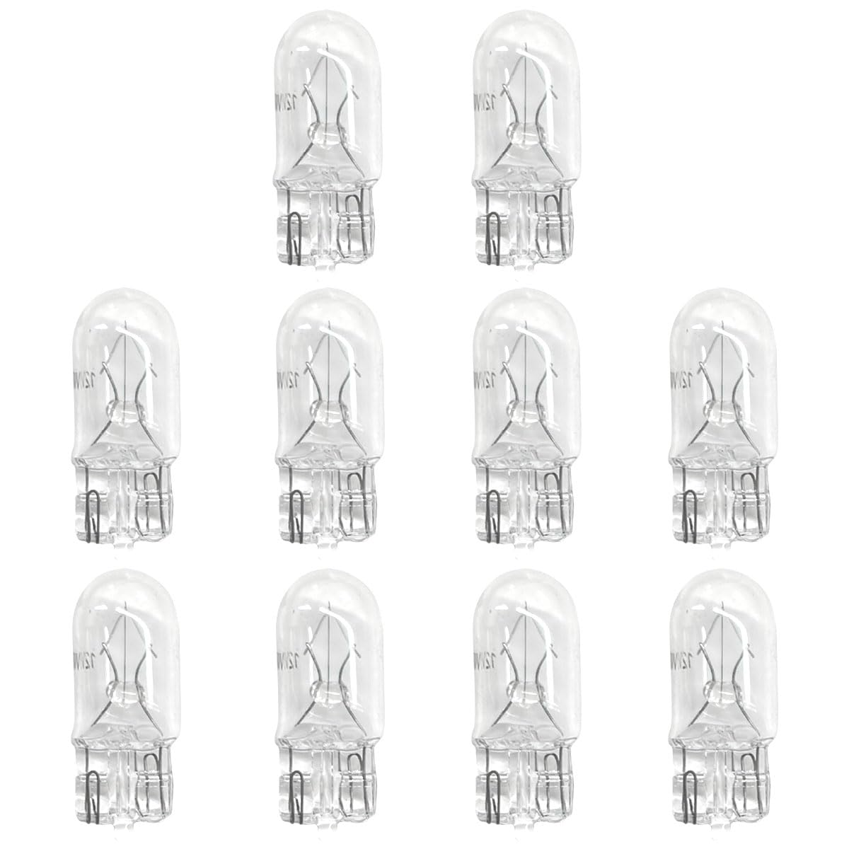 10 Pcs T10 12V 5W Car Flat Foot Mini Lights  Car Brake Light Turn Light Bulbs  Quartz Glass Instrument Lights  Halogen Width Indicator Lights  Auto Lighting Replacement Accessories (T10)