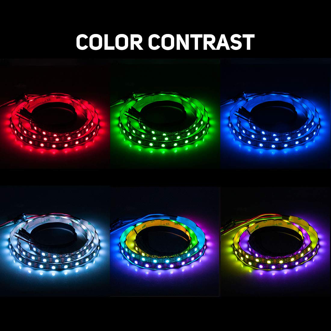 Btf-Lighting Ws2812B Rgb Eco Led Strip, Chasing Effects 5050Smd Individually Addressable 3.3Ft 60Pixels/M Flexible Dream Color I