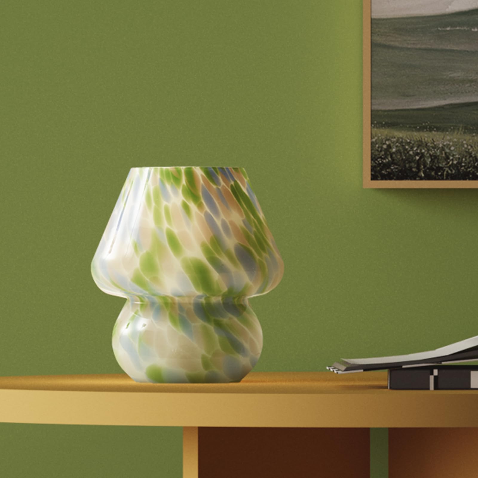 Dawnwake Mushroom Lamp Table Lamp for Bedroom Small Desk Bedside Lamps for Living Room Mushroom Decor Cute Mini Modern Mid Century Lamps for Night Stands Aesthetic Home Living Room Decor(Green)