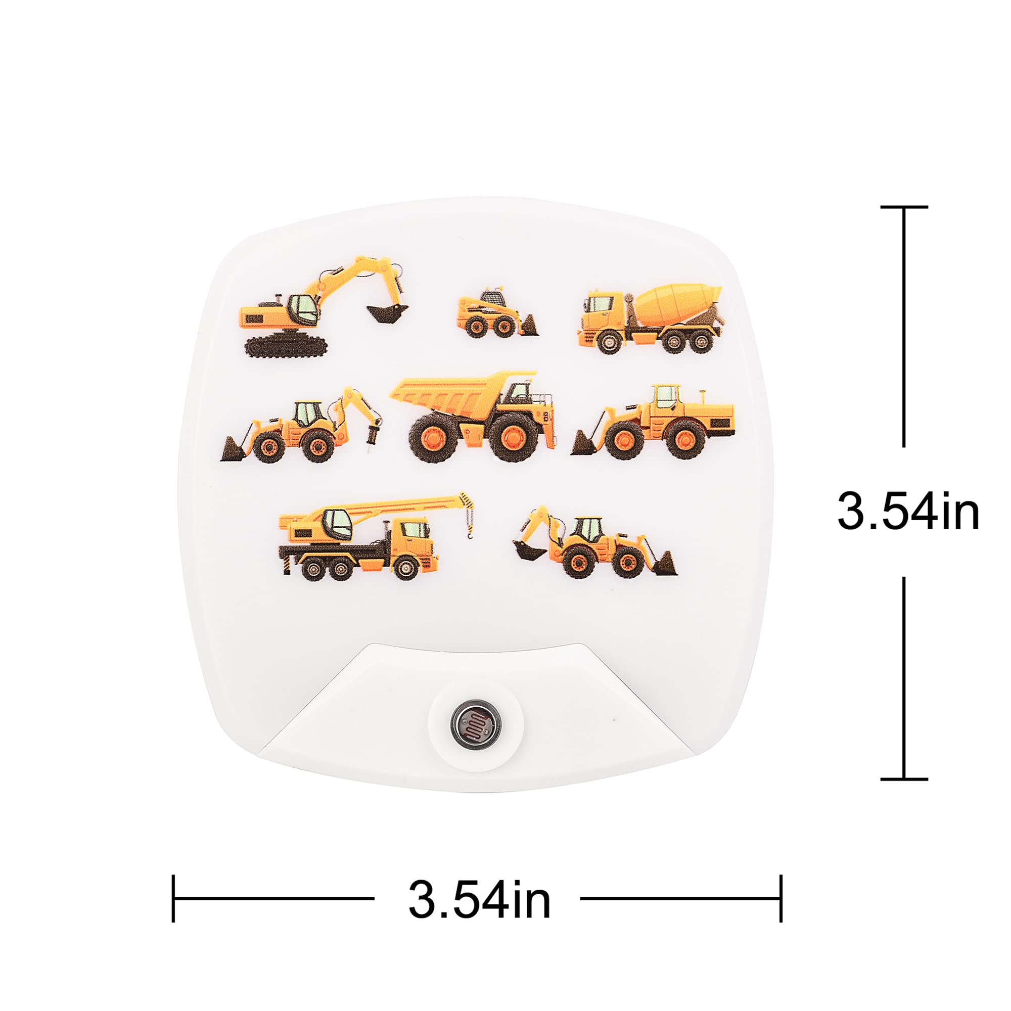 2 Pack - Cartoon Engineering Vehicle LED Plug-in Night Light for Kids - Wall Lamp Take Good Care Children Sleep Light Sensor Aut