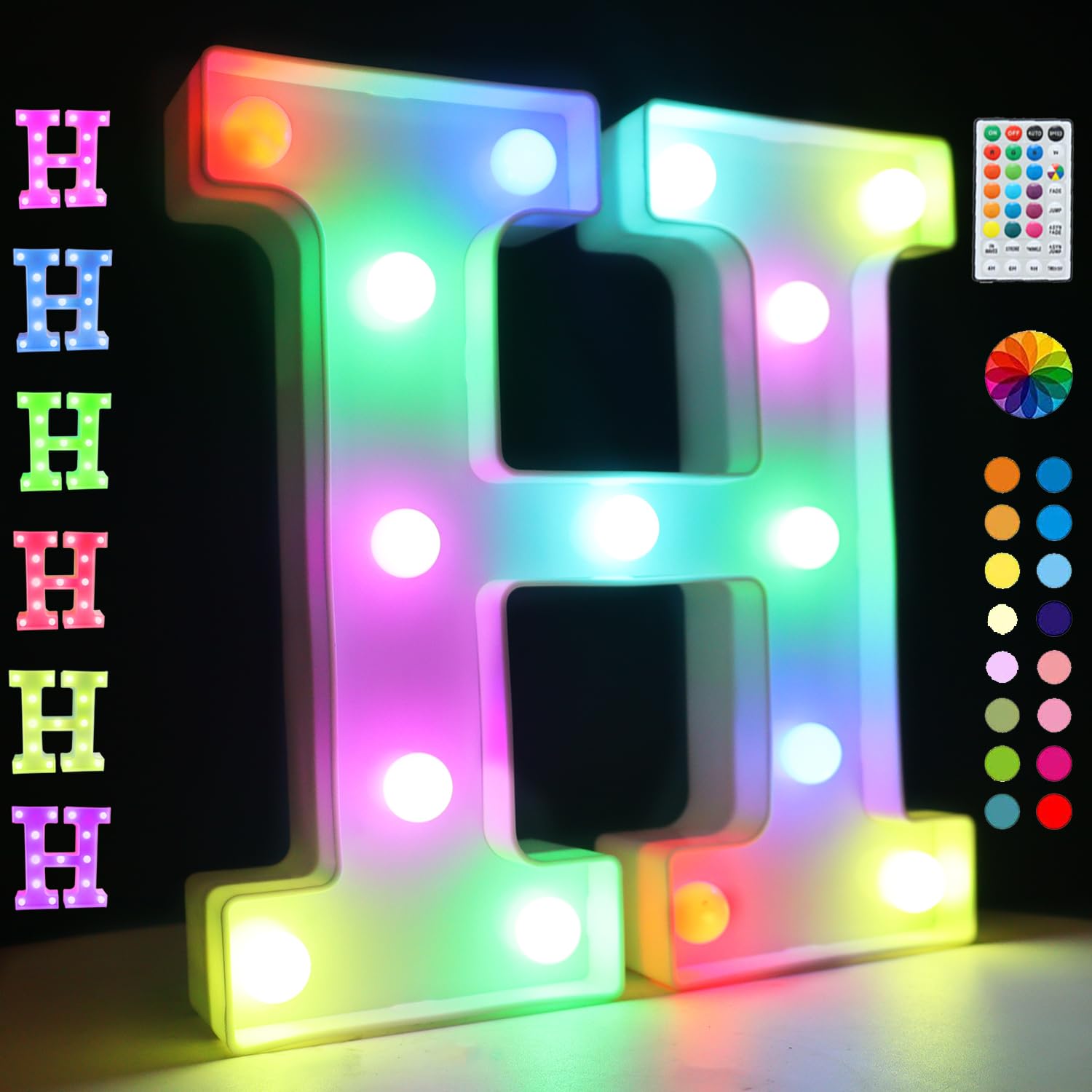 Light Up Colorful Led Marquee Letter Lights, 18 Colors Changing Alphabet Letters Sign With Remote Timer For Night Light Girls Be