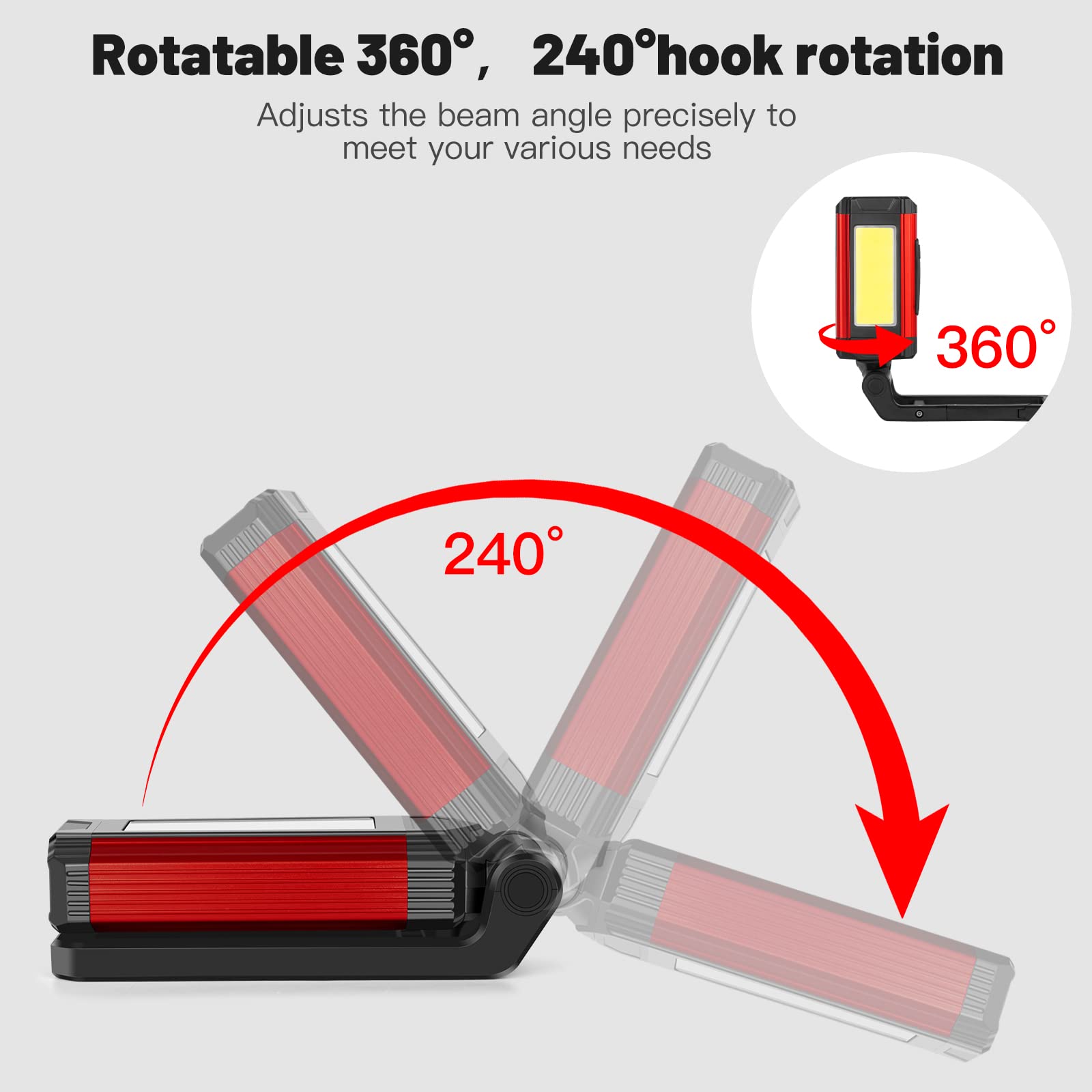 Rechargeable Led Magnetic Work Light 2 Pack, Portable Tool Gifts For Men, 7 Flashlight Modes With Kickstand And Carabiner, 360 R