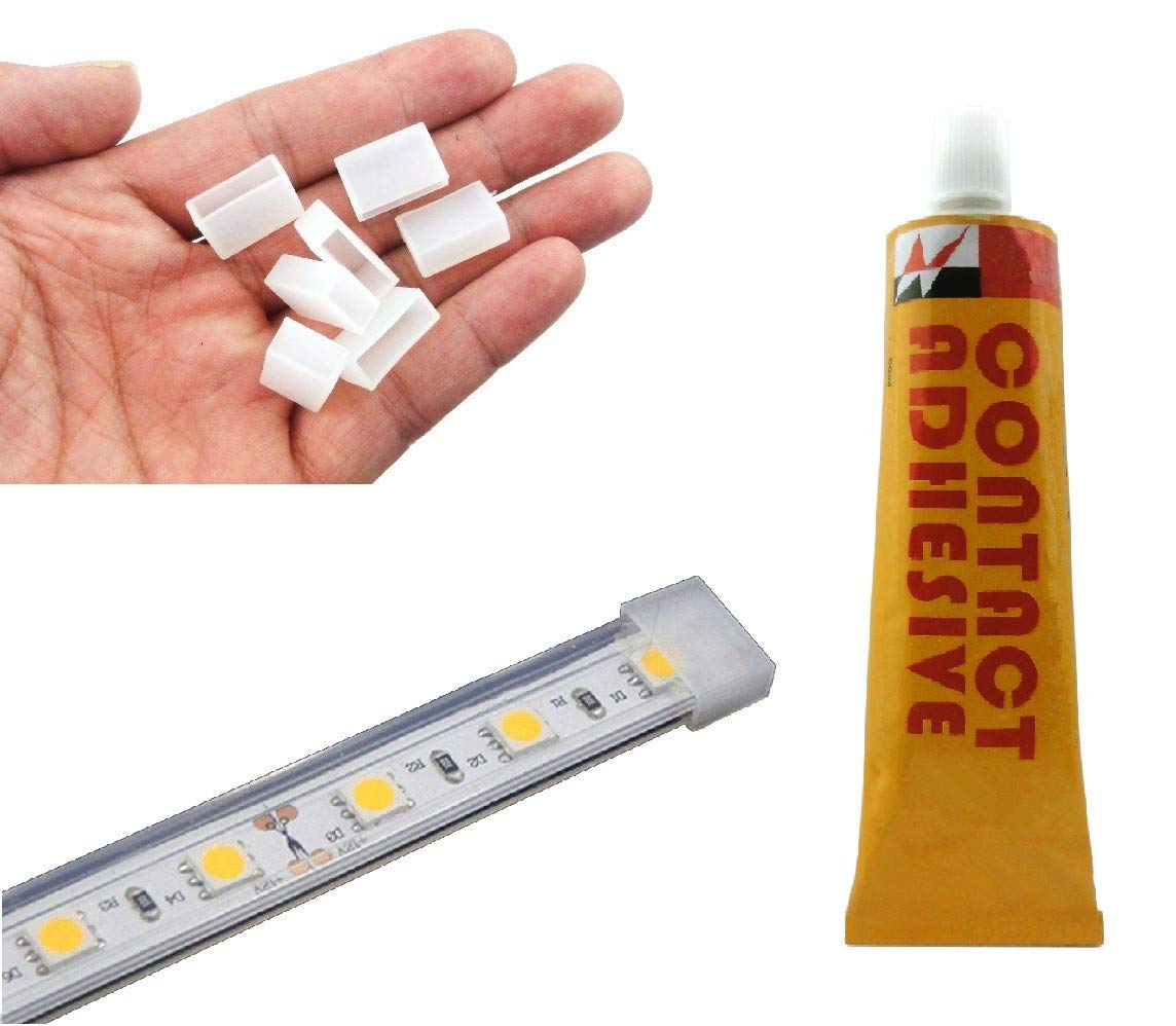 MSDUSA 50 Pack End Cap Cover with Sealant for 10mm Wide Waterproof Silicone LED Strip Light