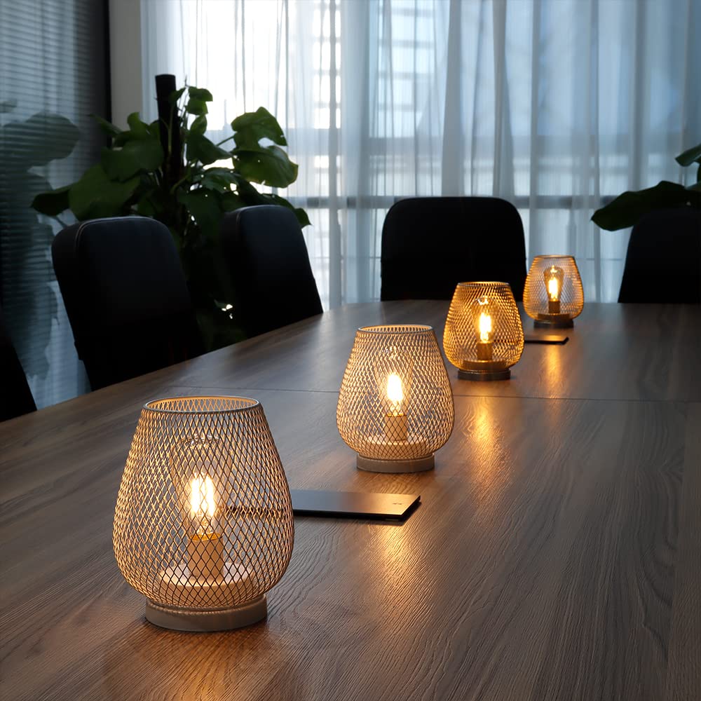 Jhy Design Set Of 2 Metal Cage Led Lantern Battery Powered Cordless Accent Light With Led Great For Weddings Parties Patio Event