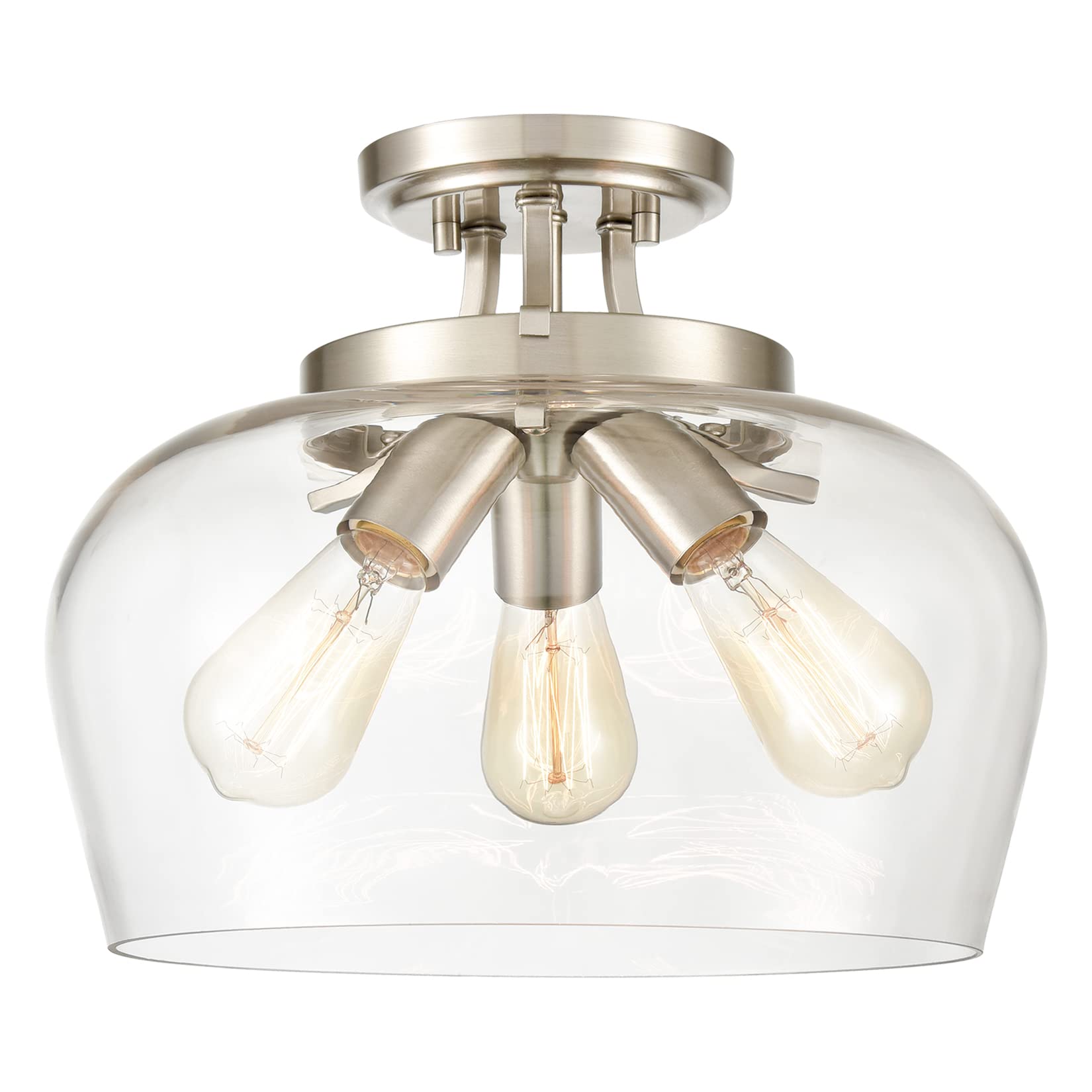 TEENYO Modern Gold Pendant Light Mid Century 3-Light Clear Glass Pendant Lighting with Adjustable Chain Brass Glass Pendant Ligh