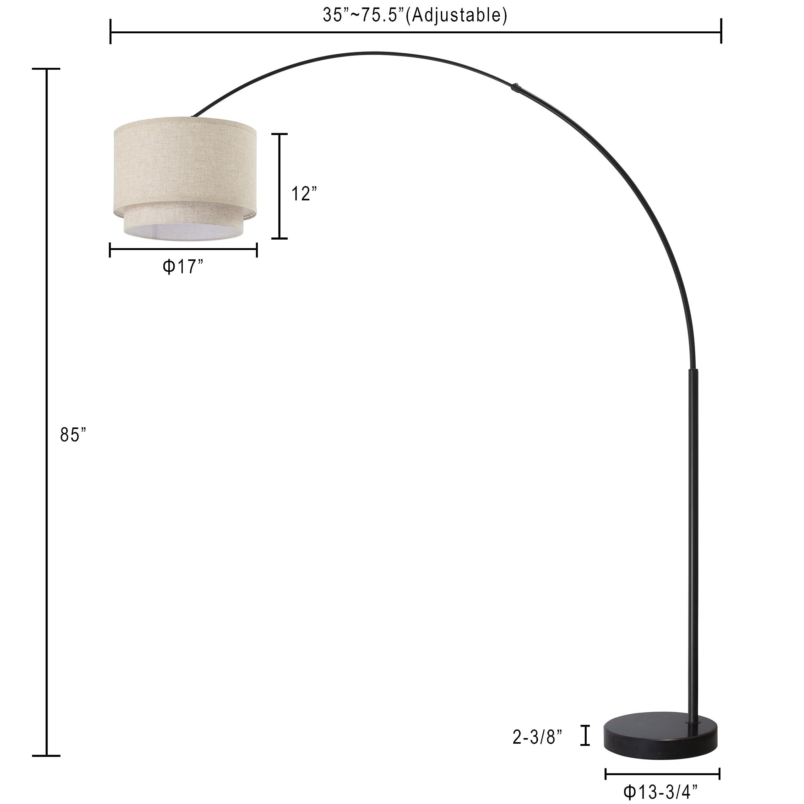 Major-Q Arc Floor Lamp Modern 81'' Tall Standing Lamps For Living Room - Stand Up Arching Lamp (6938Ds-Beige)