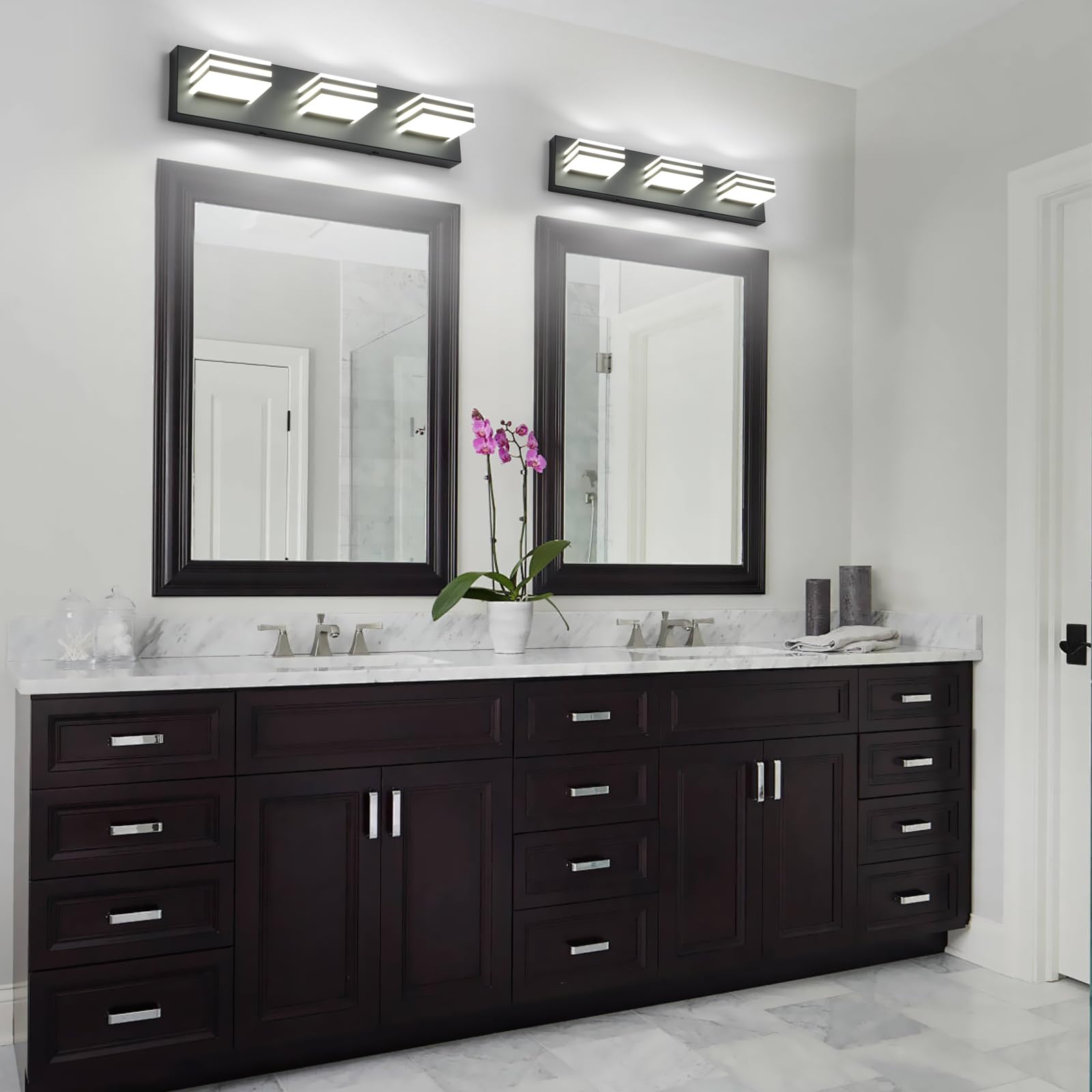 yumcrelect Black Vanity Lights 3-Light Bar 20-Inch Acrylic Bathroom Fixtures Black Model 6210