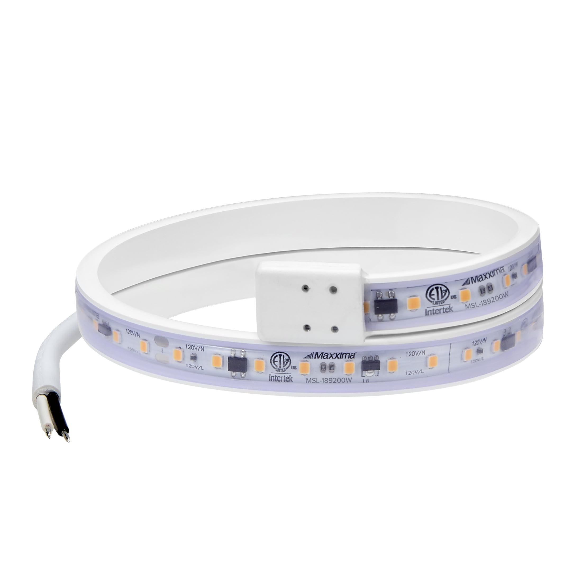 Maxxima 18 in. Hardwired LED Under Cabinet Strip Light, 690 Lumens, 3000K Warm White, Kitchen and Living Room 120V White Cove Li