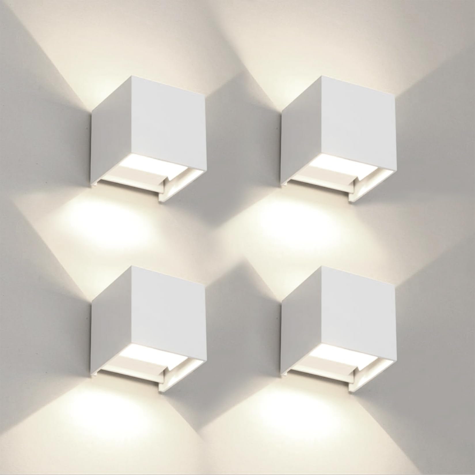 4 PCS LED 12W Outdoor Wall Lights Sconces Exterior/Interior Up and Down Lights IP65 Waterproof Modern Outdoor Lighting Fixtures 