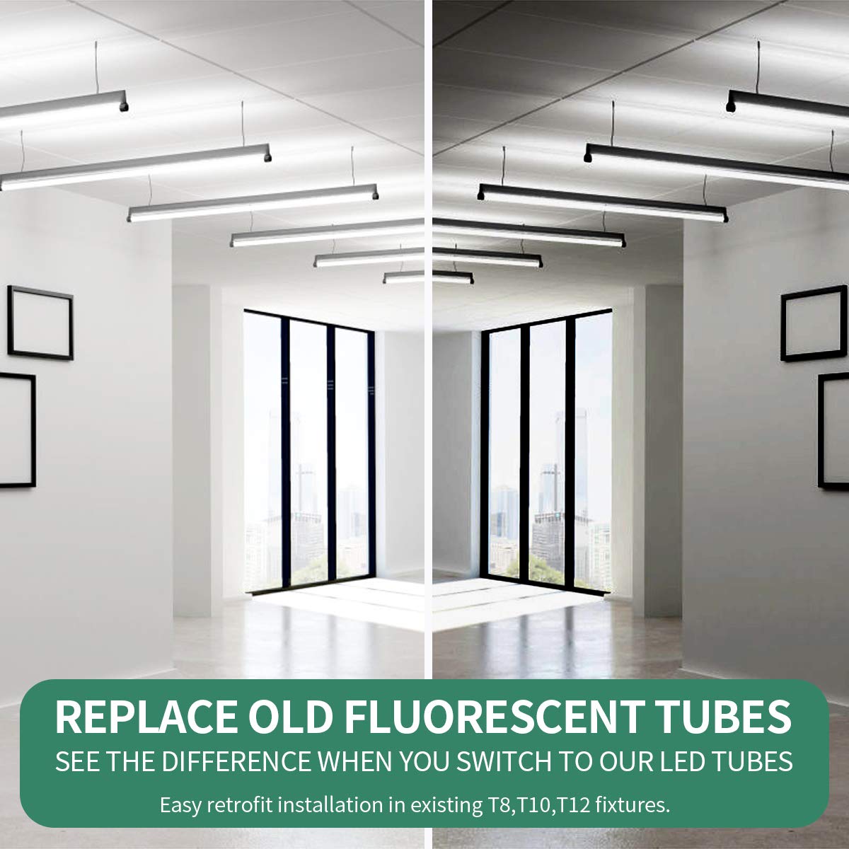Trlife 8Ft Led Tube Light, T8 8Ft Led Bulbs 45W 5000K Daylight White Fa8 Base Tube Lights, Fluorescent Light Bulbs Replacement,