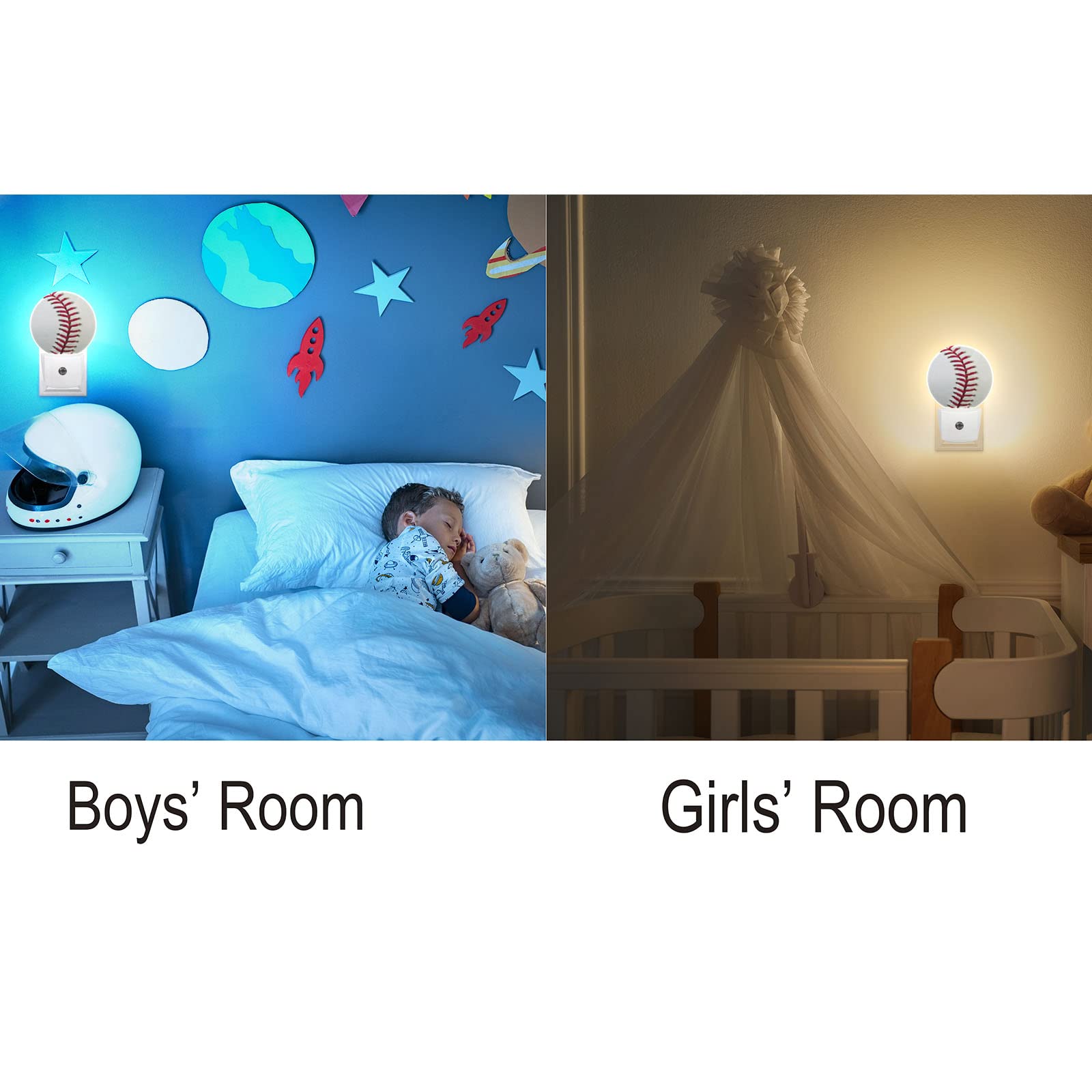 Axayaz Baseball Stitching Led Night Light Ball Game Sports American Dusk To Dawn Round Lamp Auto Sensor For Bathroom Hallway Living Room