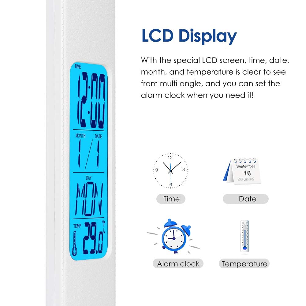 Wanjiaone Multifunctional Led Desk Lamp With Wireless Charger,Usb Charging Port,Clock,Phone Holder,Desk Lamps For Home Office,Eye-Caring Reading Lamp,Study Lamp For Boys,Girls,Teens,White