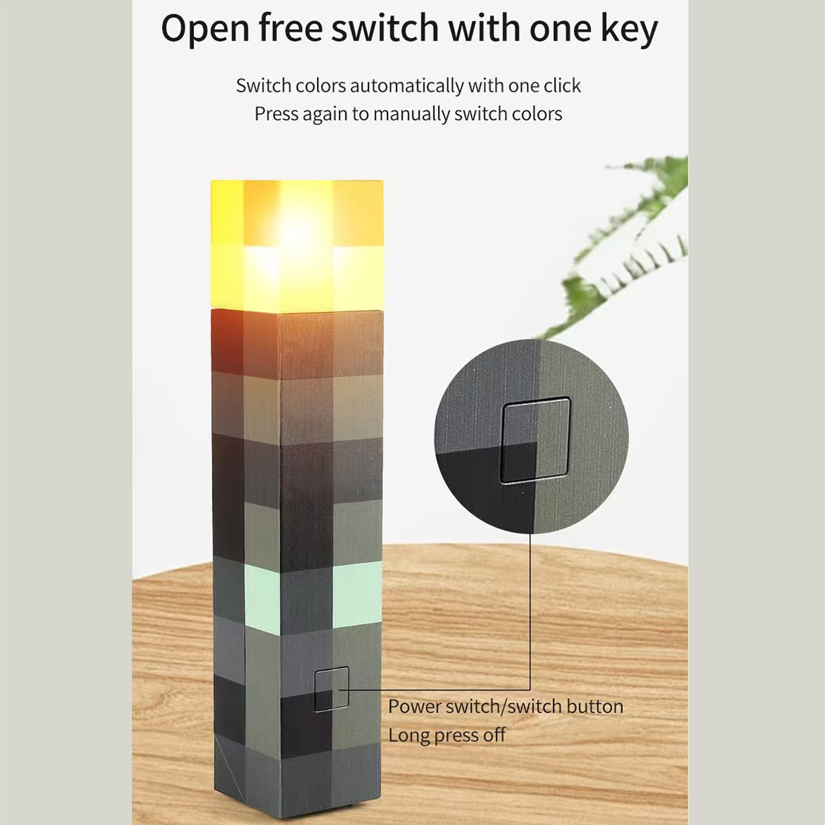 Yevheniy Light-up Wall Torch Lamp, USB Rechargeable, 7-Color Change, Hand Held & Wall Mountable, Plastic, Model 1