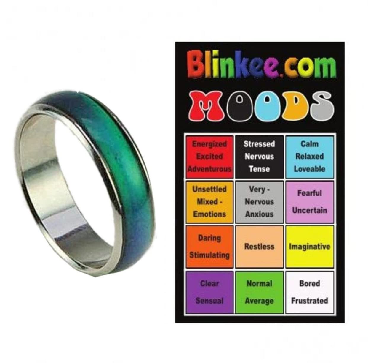 blinkee Mood Ring with Color Chart, Plastic, One Size, No Color