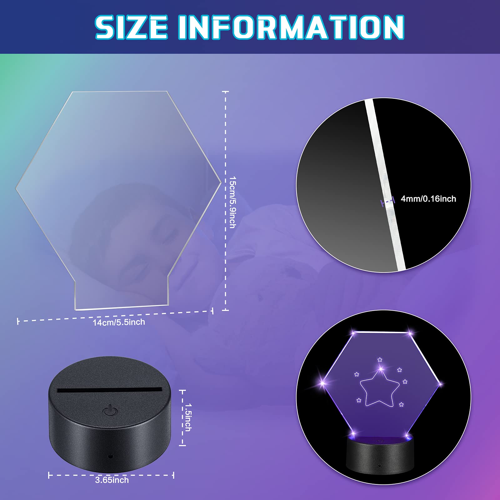 4 Set 3D Night Light LED Lamp Base with Clear Acrylic Sheets Remote Controls and Charging Cables Adjustable 16 Colors 4 Modes fo