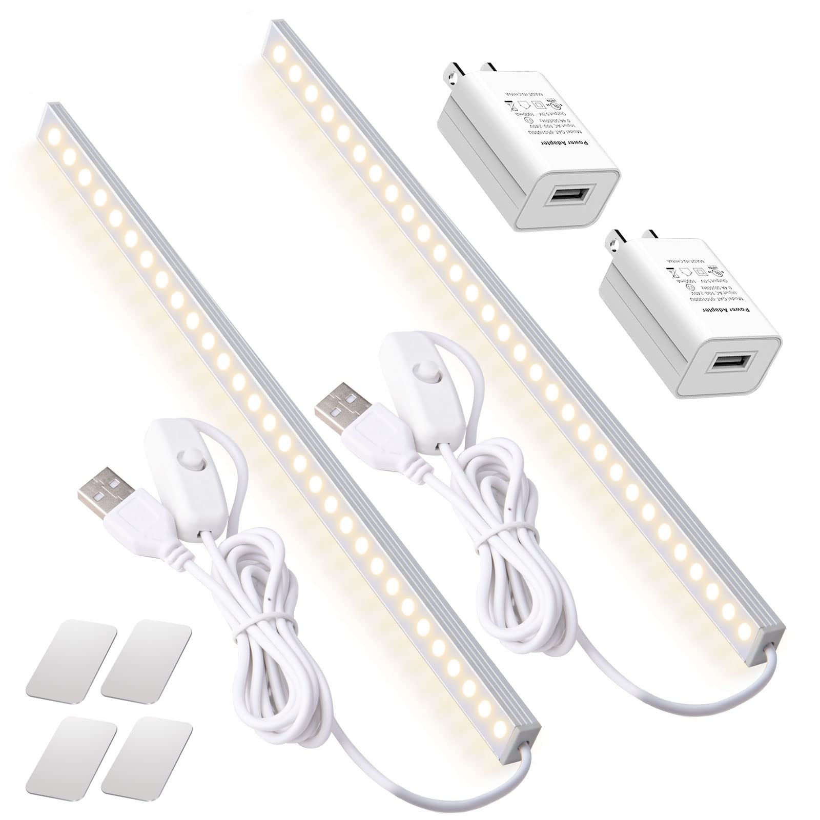 DWEPTU 2Pack LED Under Cabinet Light LED Light Bar with USB Powered Under Cabinet Lights for Closet Light Bar Under Counter Ligh
