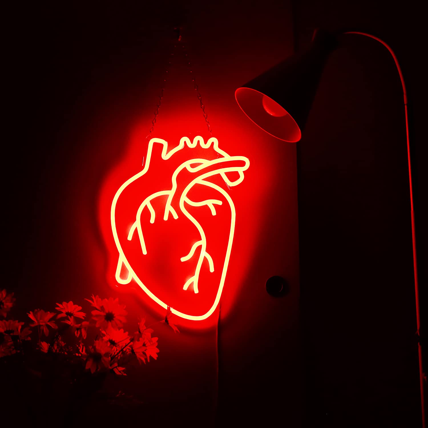 Human Heart Neon Sign Usb Powered Neon Light Sign For Wall Decor, Neon Sign For Bedroom Dimmable Neon Led Sign, Neon Wall Light For Party Decoration Neon Heart Sign