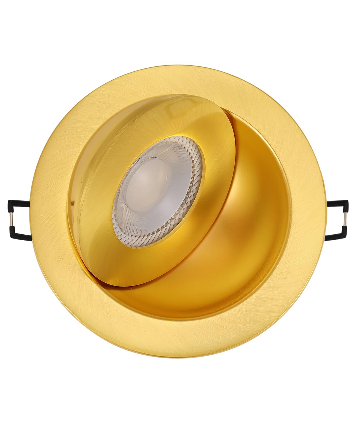 POPANU 4 Inch LED Recessed Light, 9W Gold Gimbal, Dimmable Spotlight, 90° Tilt, 6 Pack, Aluminum