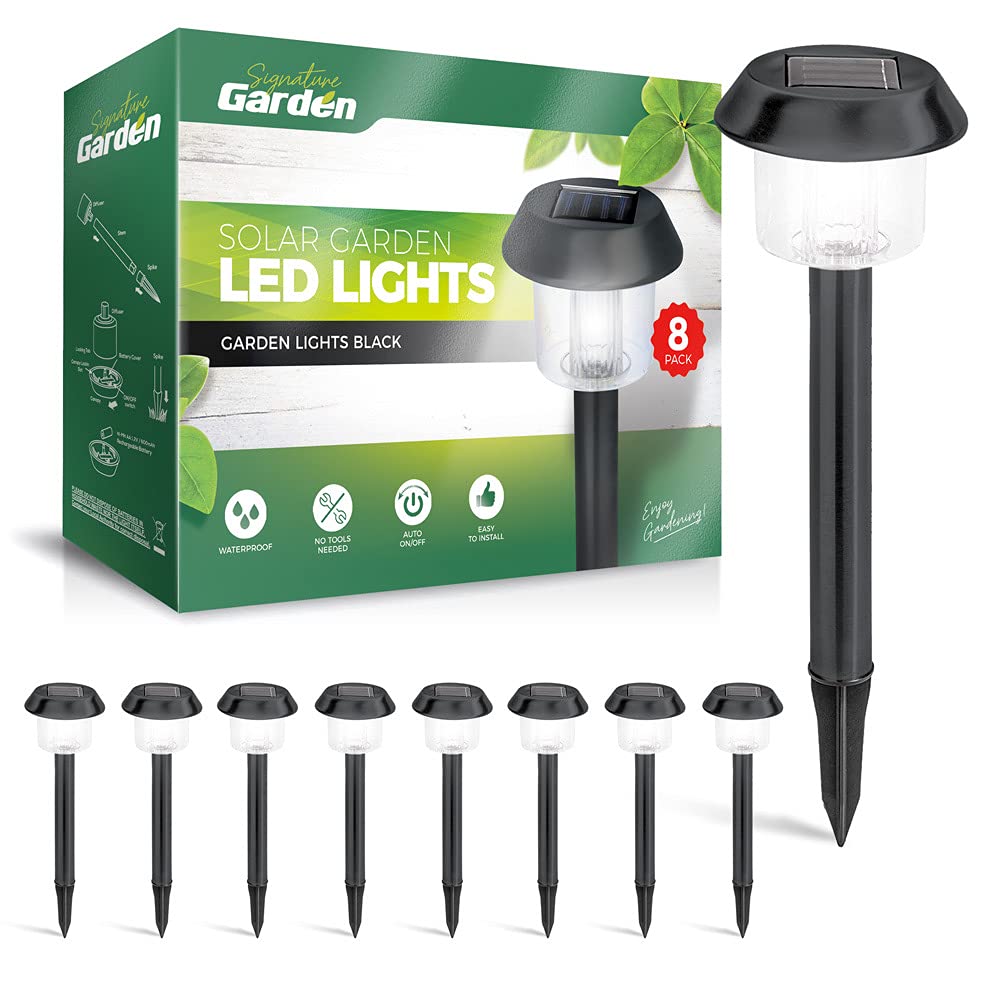 Signature Garden Solar Garden Lights  Auto On/Off Outdoor Bright Solar Pathway Lights  AllWeather/Waterproof Outdoor Solar Li