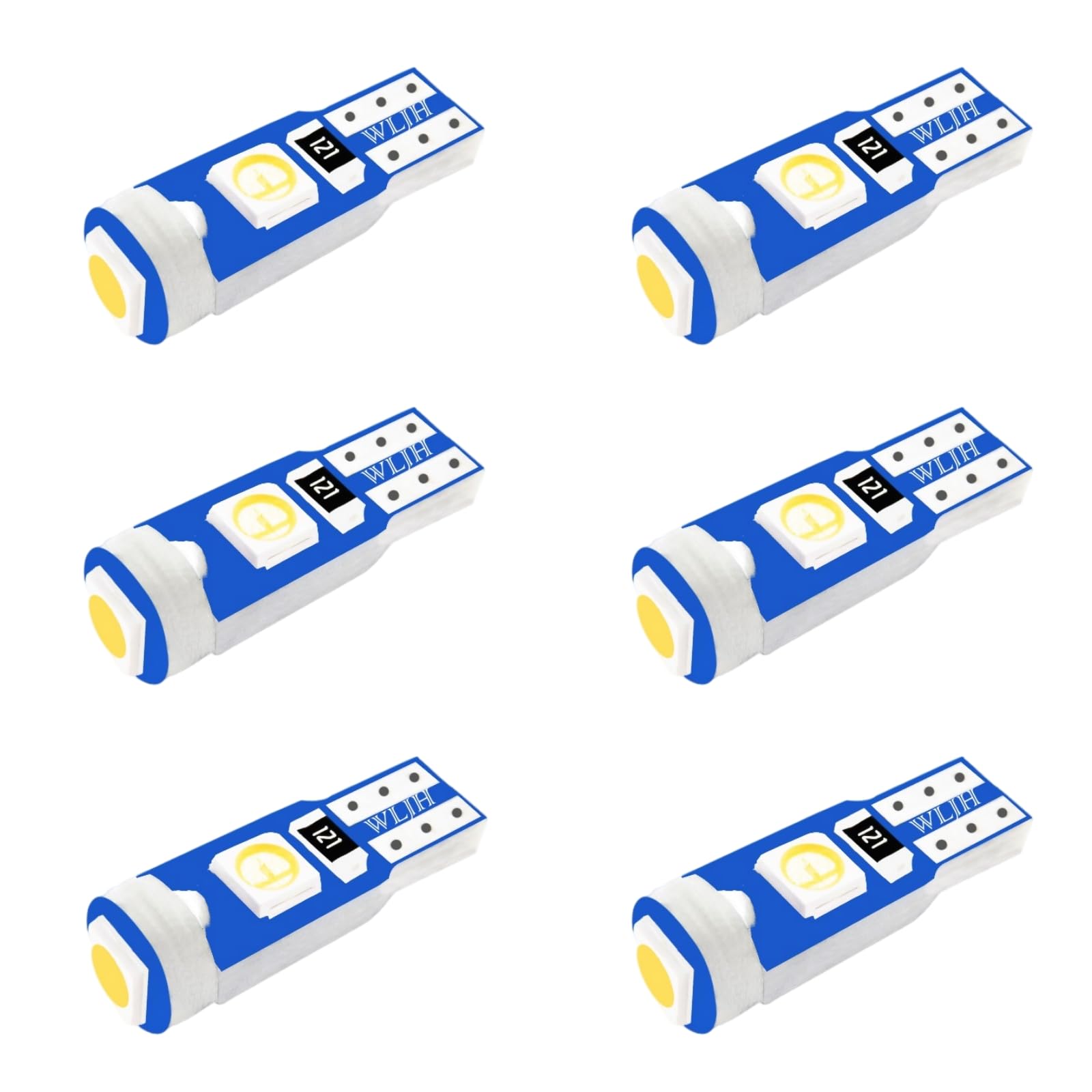 Wljh 6 Pack T5 Led Bulb Yellow 74 73 17 2721 Canbus Error Free 3-Smd 3030 Led Gauge Cluster Dashboard Indicator Light Bulbs,Plug And Play