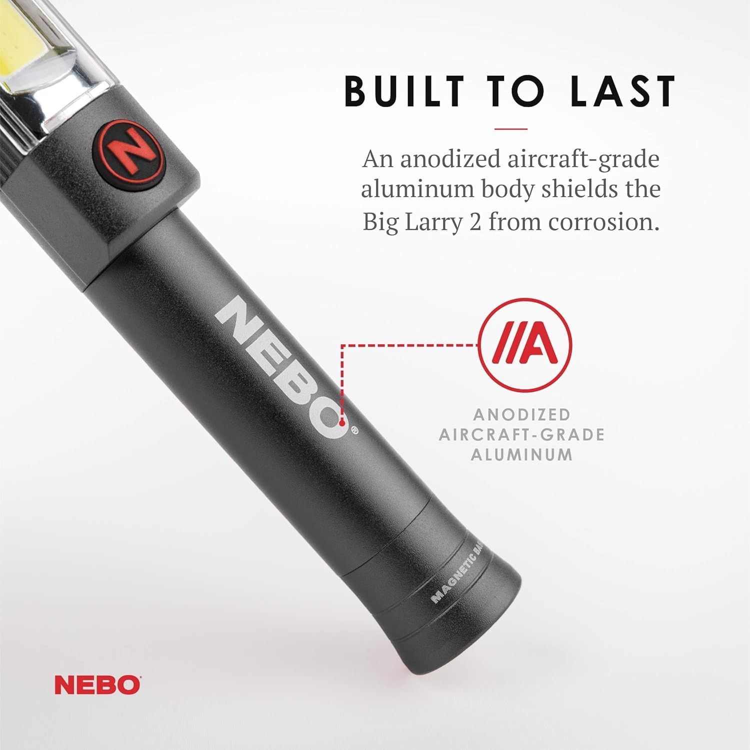 NEBO Magnetic NE6737 Big Larry 2 Pocket Work Light - Powerful LED Pen Inspection Flash Light, Black Torch