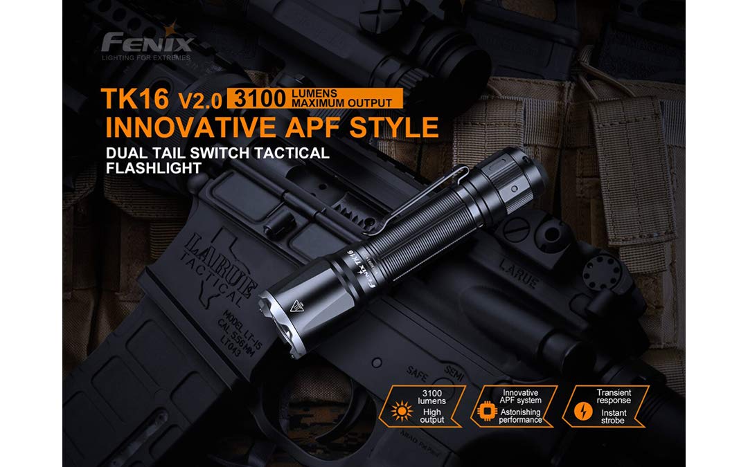 Fenix Tk16 V2.0 Tactical Flashlight, 3100 Lumen Long Throw With Two Usb-C Arb-L21-5000U And Lumentac Organizer