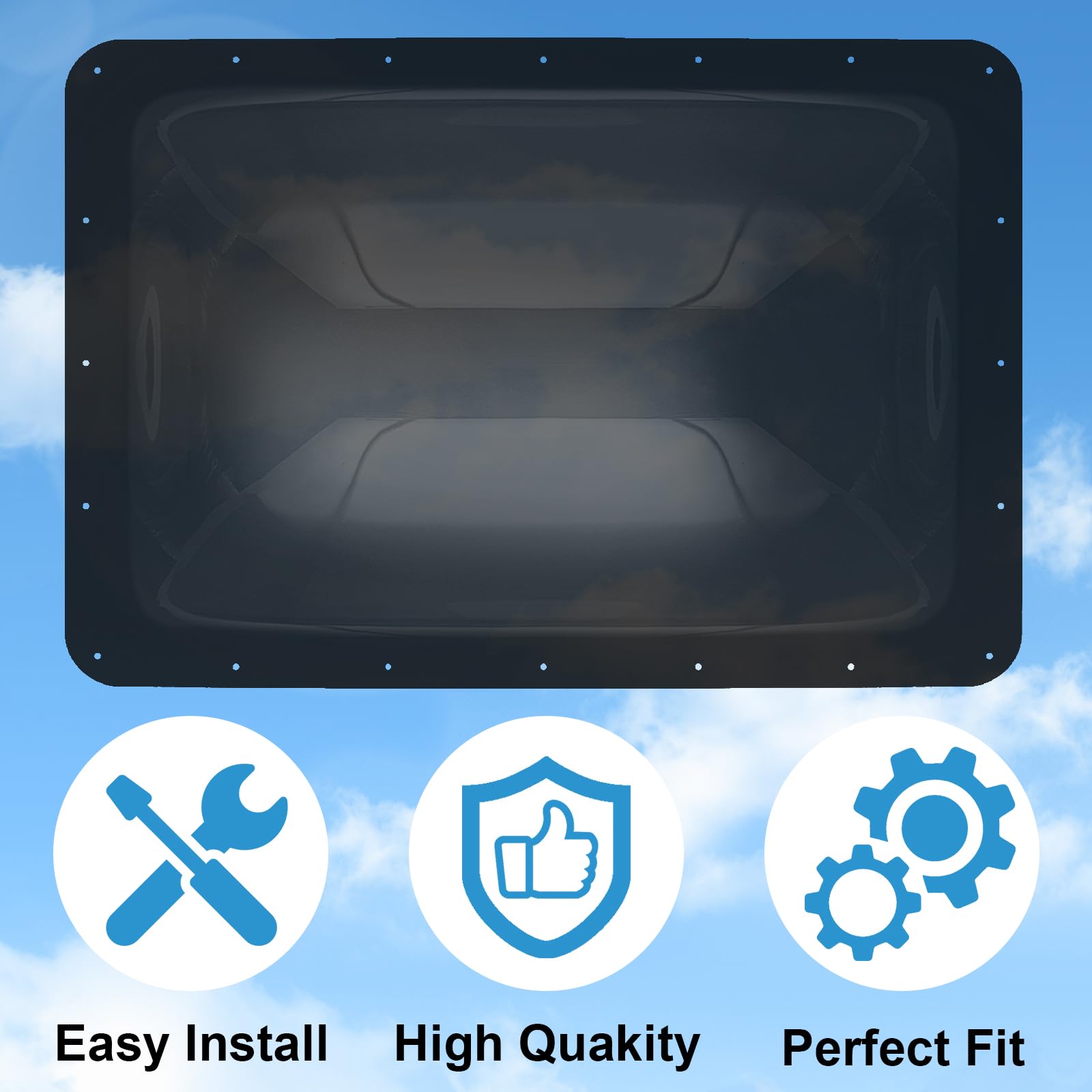 XMK RV Skylight Replacement - 18"x26", Impact Resistant Polycarbonate, Black, Fits 14"x22" Openings, Model RV Skylight-016