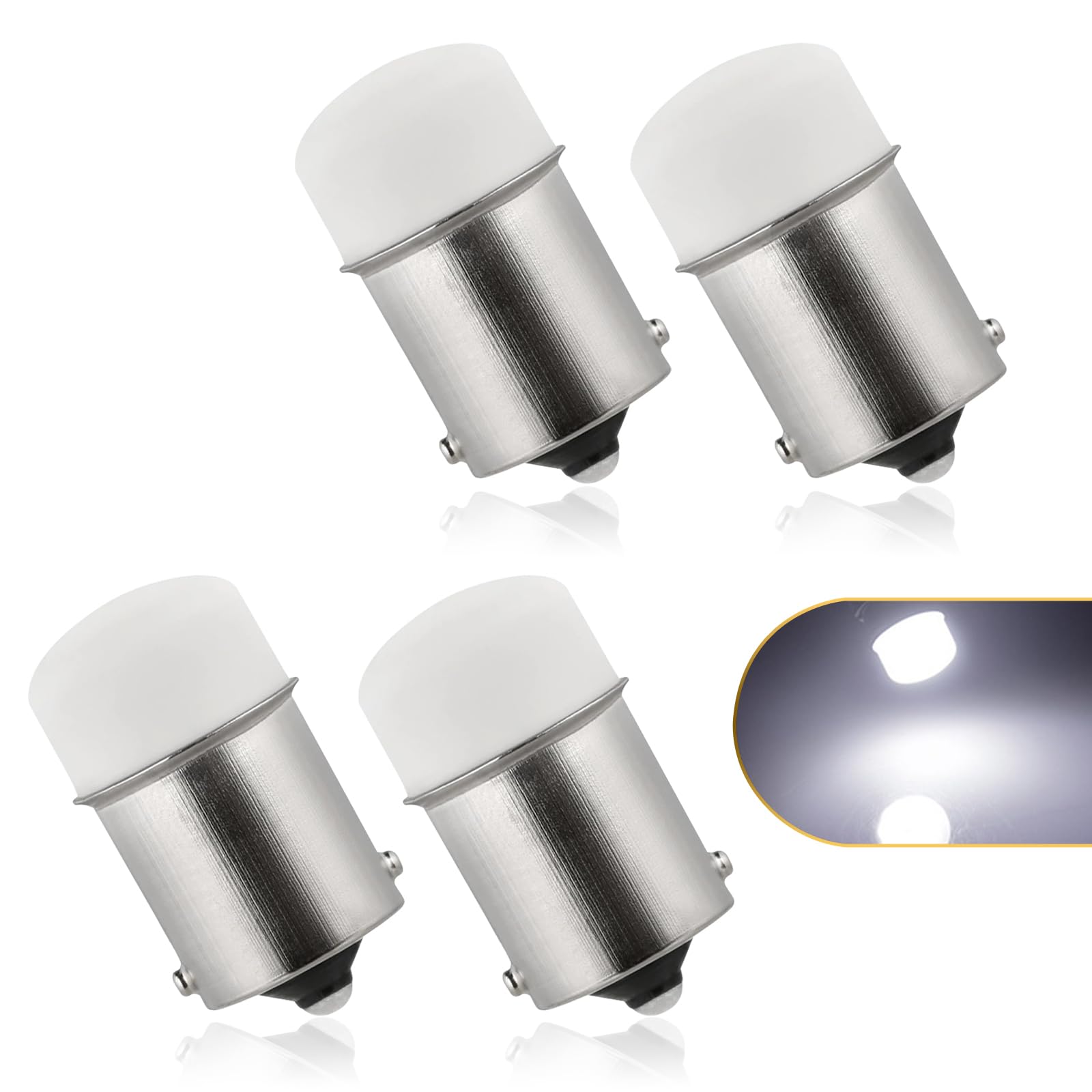 gunhunt 1156 LED Brake Light Bulbs, 4 PCS, High Brightness, Metal, White, Model GULED1711WH-1156-4PCS