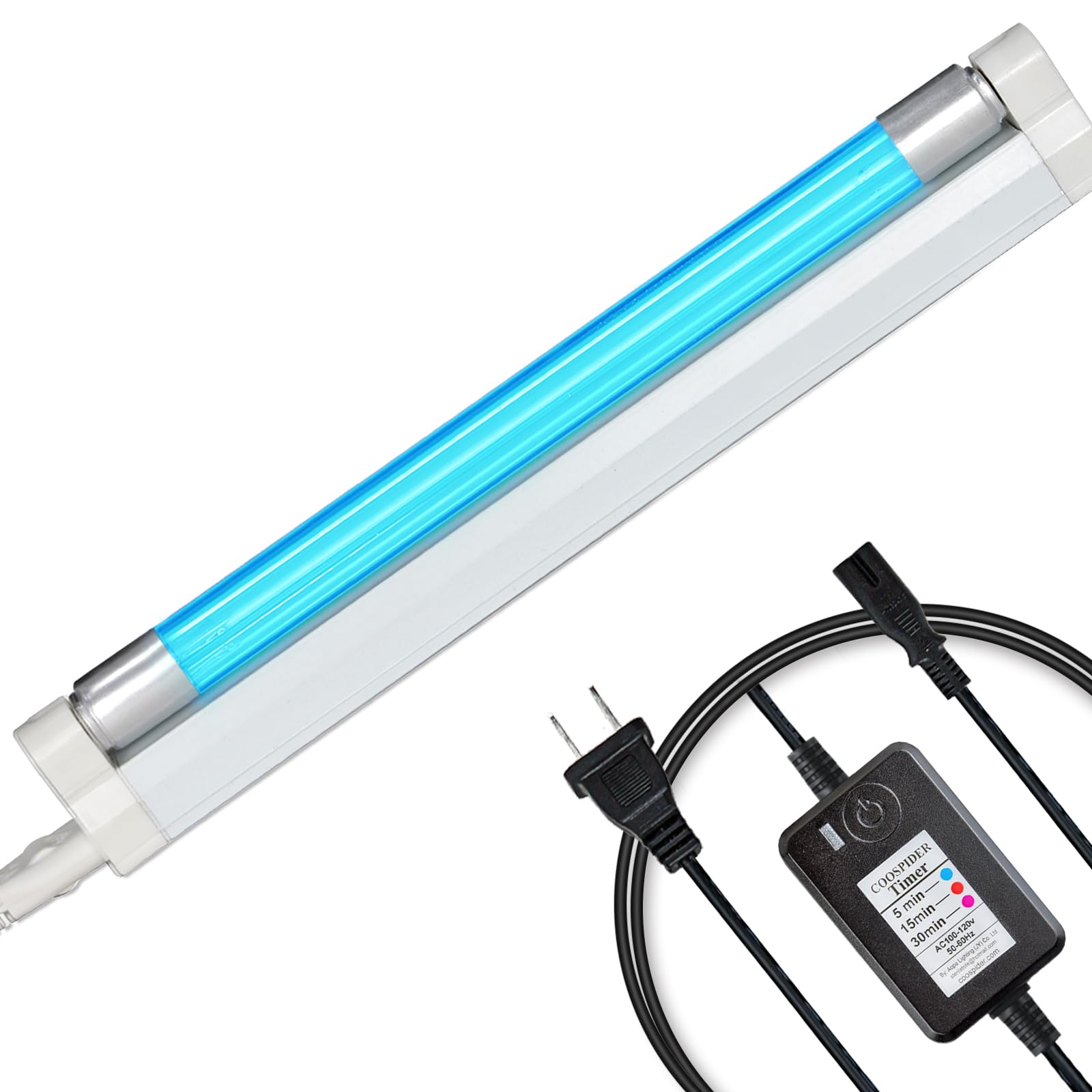 Uv Lamp With Ozone And Timer, Uvc Light Bulb, 185Nm Wavelength For Closet/Cabinet/Bathroom, 6W 110V Lamp With Timing Cord And Pl