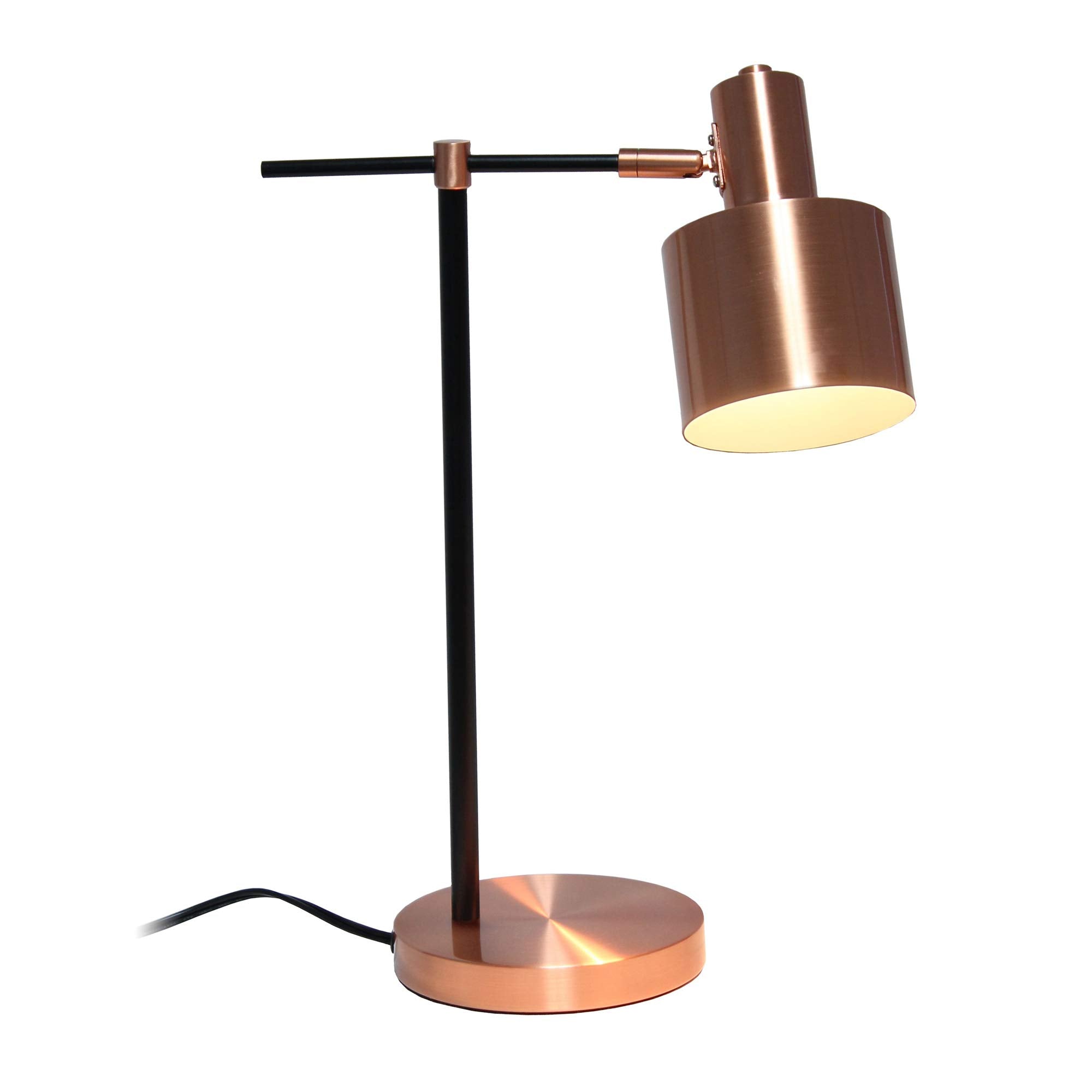 LALIA HOME Mid Century Modern Metal Table Lamp, Iron, Rose Gold, Model LHT-4001
