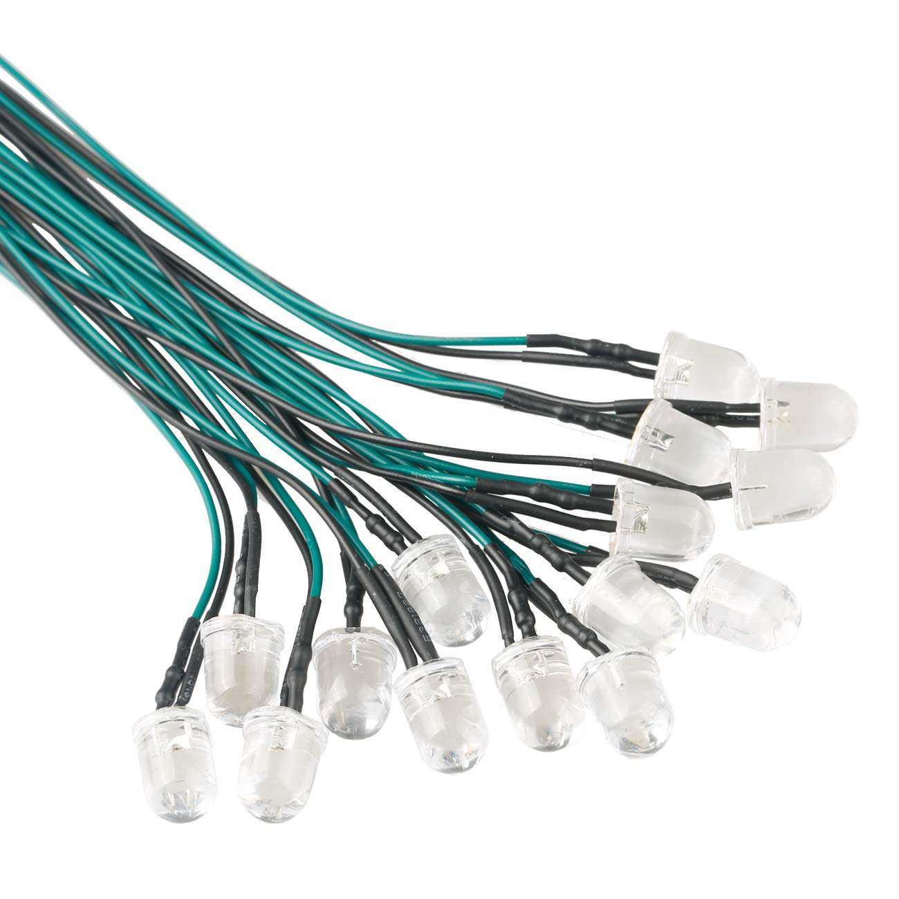 Edgelec 30Pcs 12 Volt 10Mm Green Led Lights Emitting Diodes Pre Wired 7.9 Inch Dc 12V Led Light Clear Lens Small Led Lamps