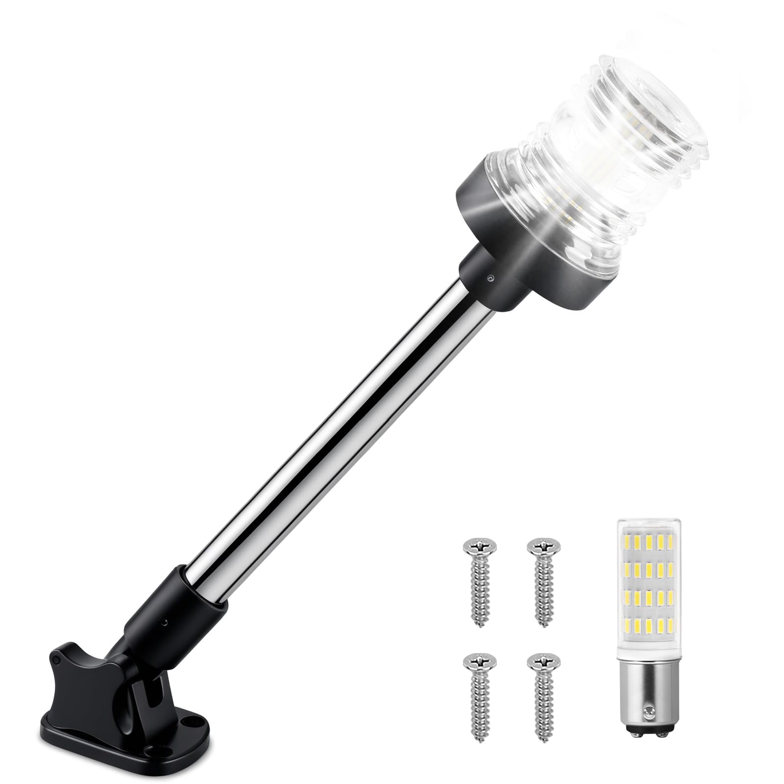 Obcursco Boat Stern Lights, IP67 Waterproof Fold-Down White LED Anchor Light for Marine, Pontoon, Fishing, Bass, and Jon Boats(1