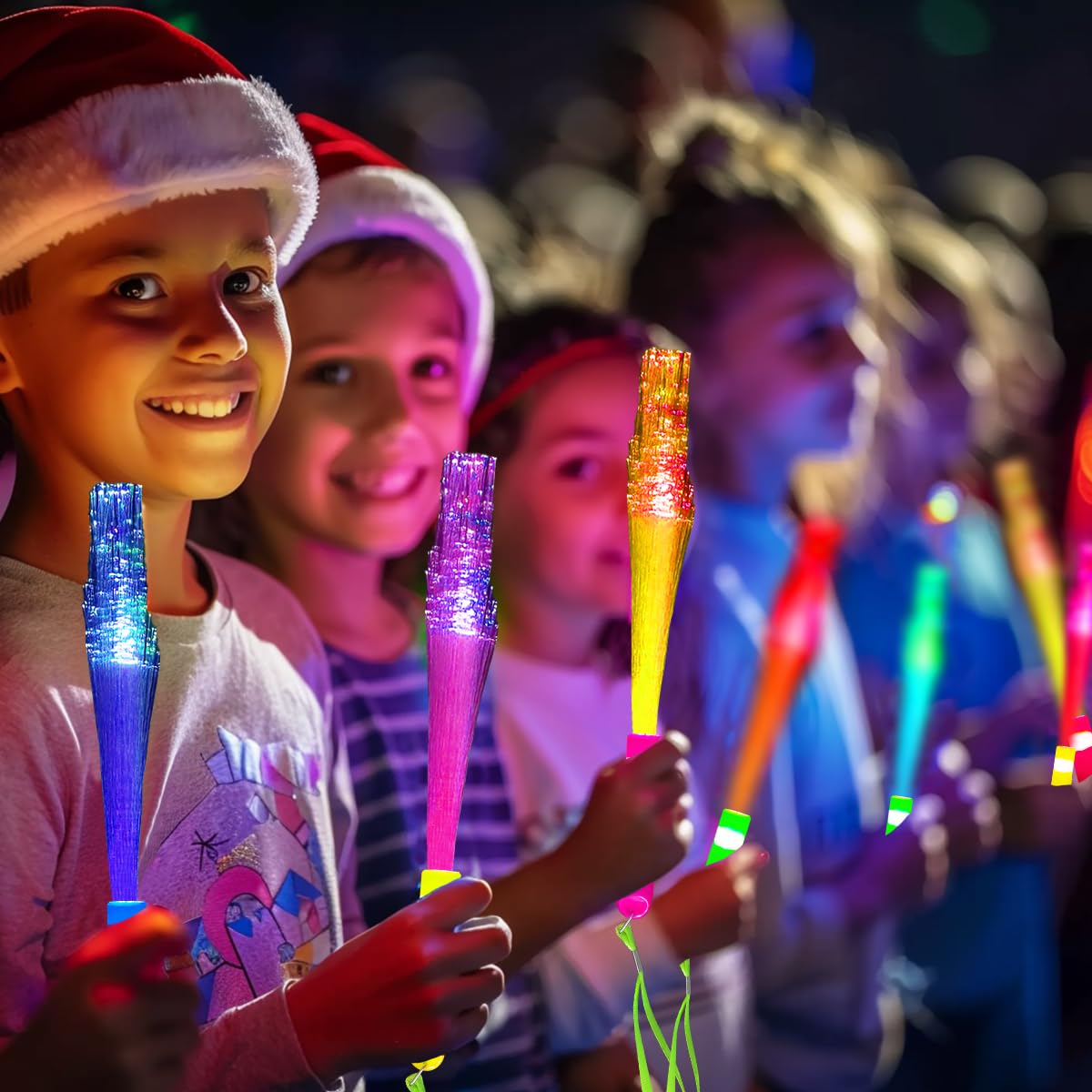 OceanWings Glow Fiber Optic Wands - LED Light-Up Party Supplies, Multi-Colored, Model HD0418, Batteries Included