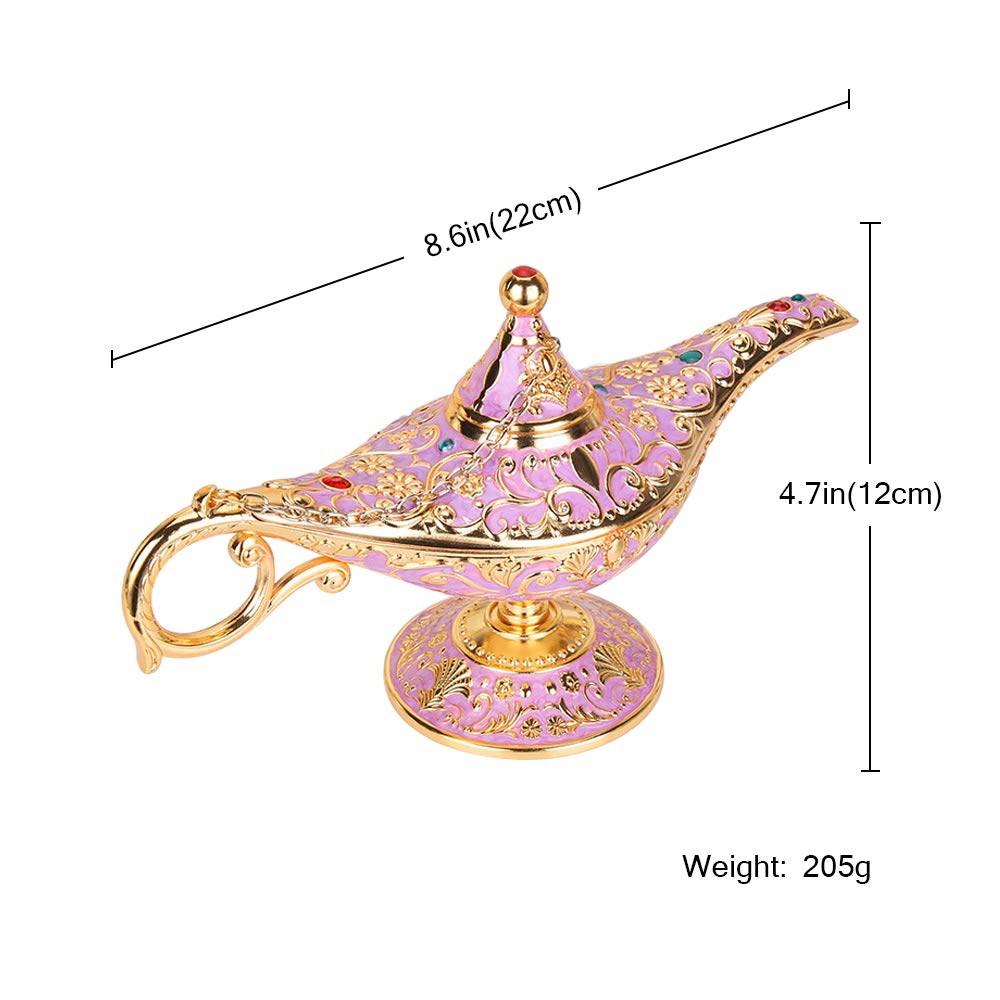 ANQIA Vintage Aladdin Genie Lamp - Zinc Alloy Jewelry Box, Gold & Pink, Model SD001S, Home Party Wedding Decoration