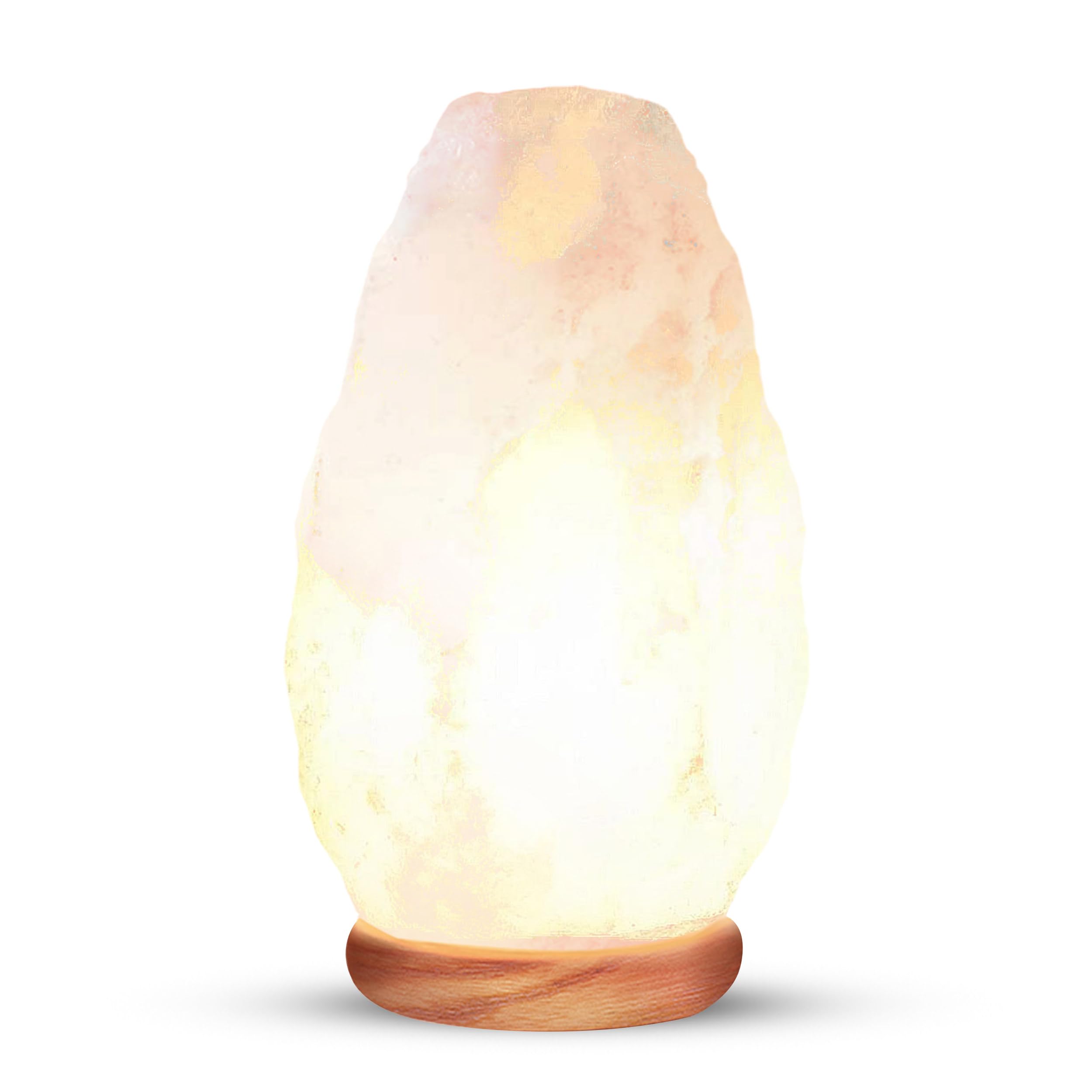 Himalayan Glow Salt Lamp - White Crystal Night Light With Neem Wooden Base, 5-7 Lbs, Etl Certified, Model 1041, Dimmer Switch