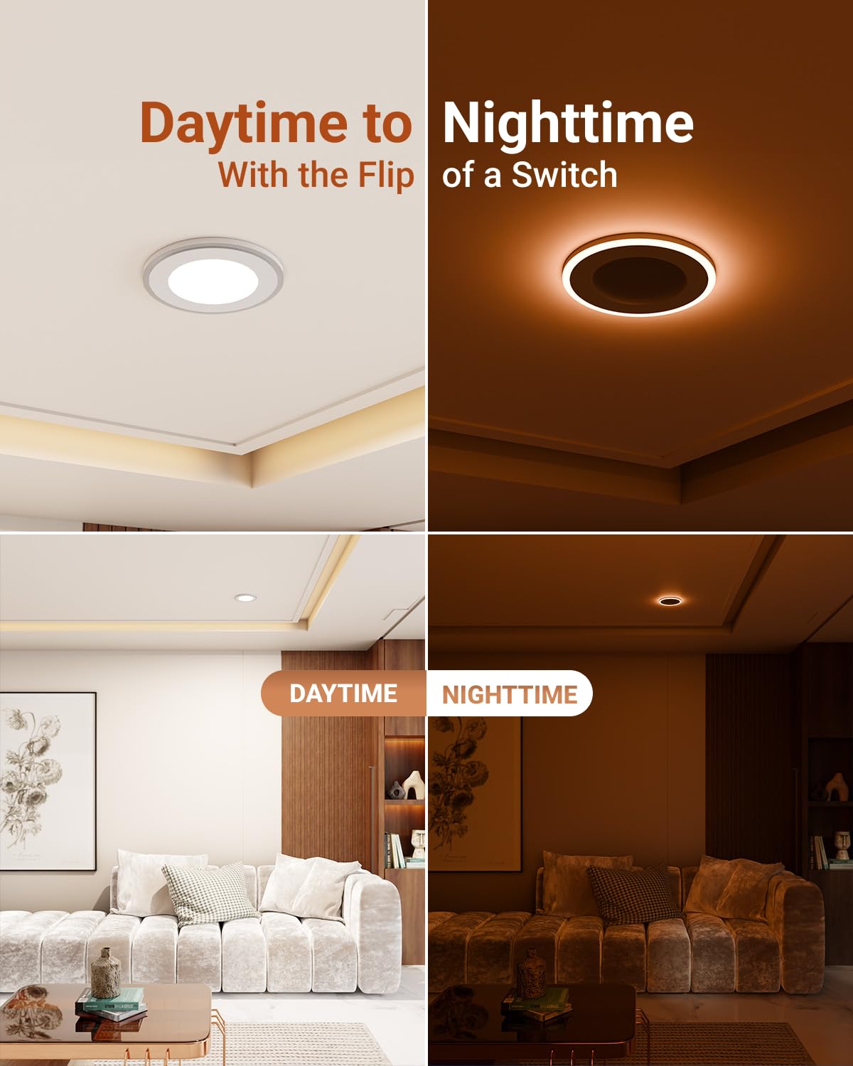 Sunco 6 Inch LED Can Lights, Dimmable Flat Recessed Downlight, 1200 LM, 13W, Selectable CCT 2700K-6000K,