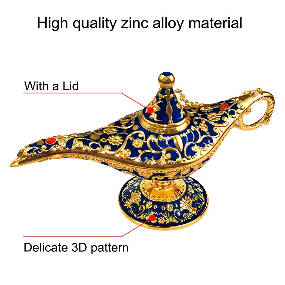 Sunmall Vintage Legend Aladdin Lamp Magic Genie Wishing Light,Collectable Rare Classic Arabian Costume Props Lamp Tabletop Decor Crafts For Home/Wedding Decoration&Gift For Party