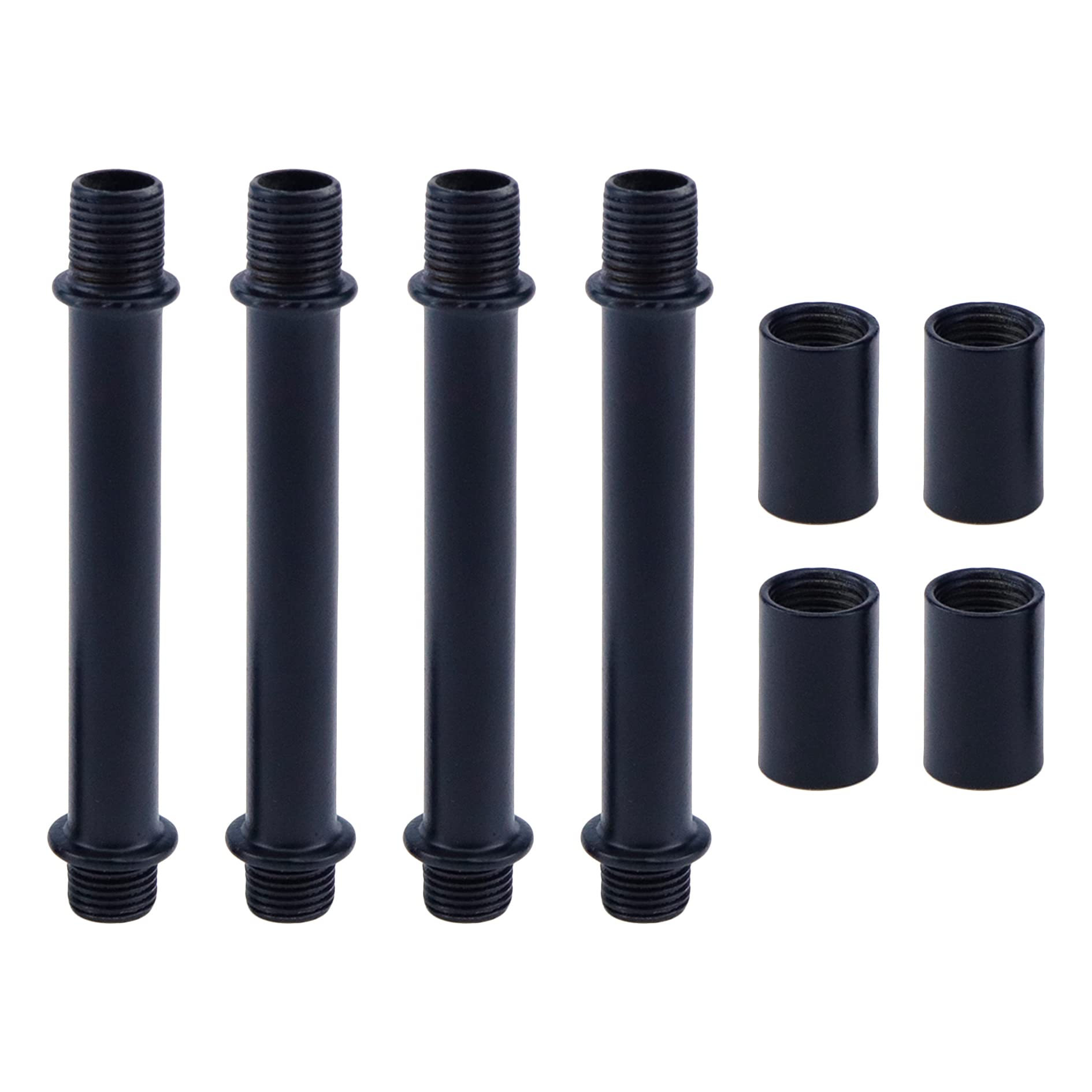 MY MIRONEY 4 Sets Straight Pipe Lamp Stem Kit with Connector M10 Black Lamp Rod Hardware Light Fixture Parts Replacement, 3.15''