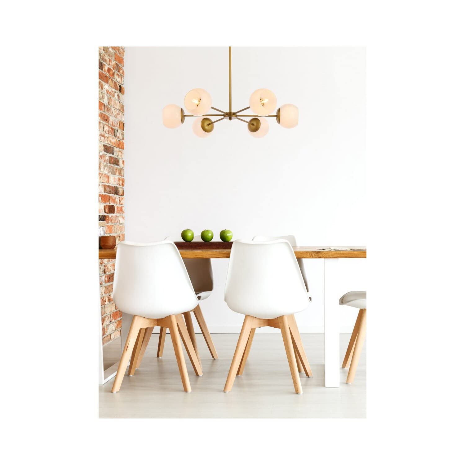 Living District Briggs 6-Light Mid-Century Metal Pendant in Brass and White