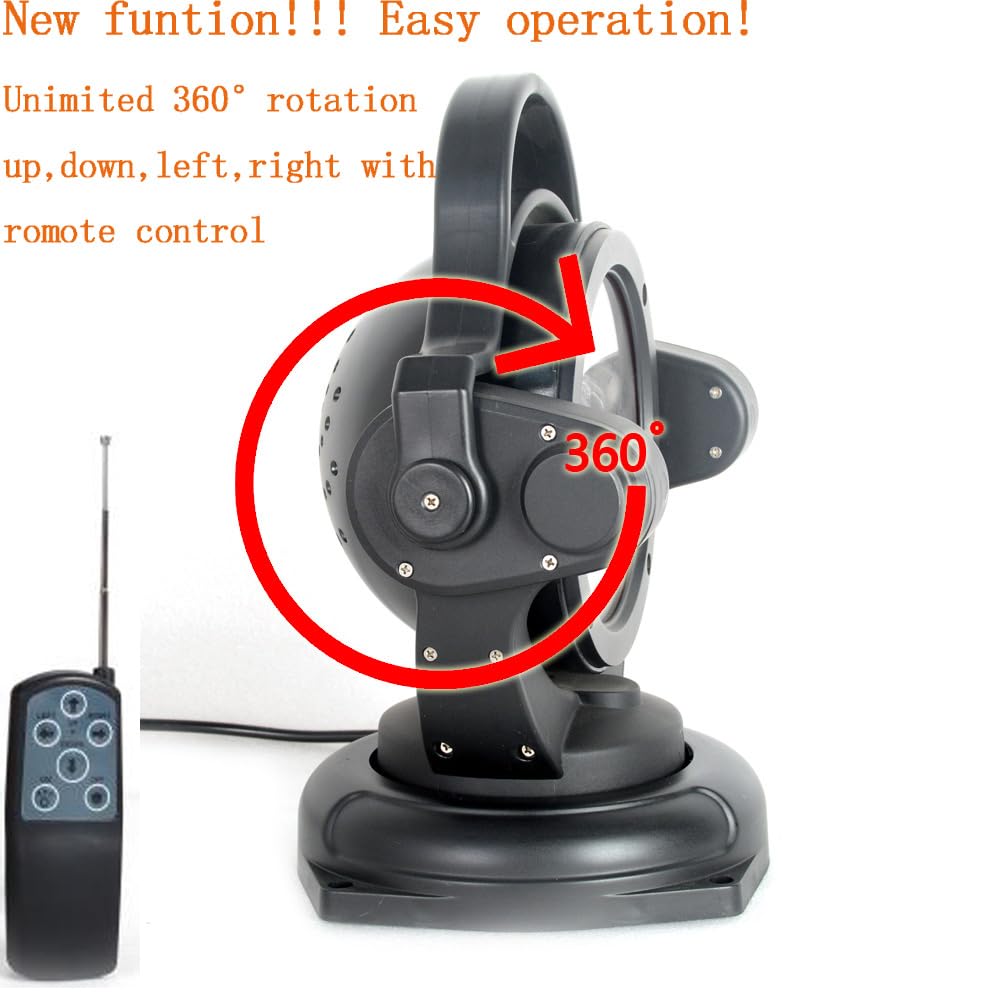 FSYF 60W Remote Control LED Searchlight - 360° Rotating, Black, 11 inch, Aluminum, Ideal for Marine, SUV, ATV, Truck, Boat
