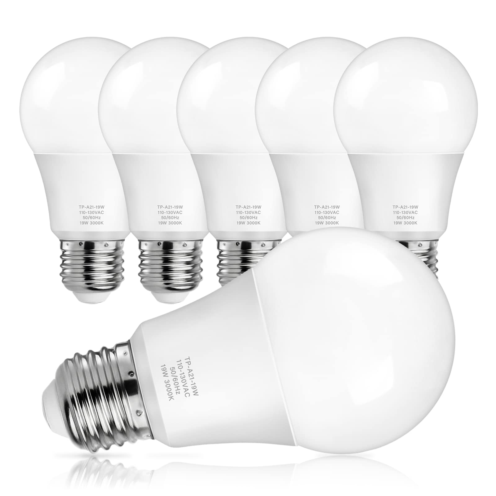 Maxvolador A21 Led Light Bulbs, 150 Watt Equivalent, Soft White 3000K, 2600Lm, E26 Base, Non-Dimmable, 19W Light Bulbs, Pack Of 