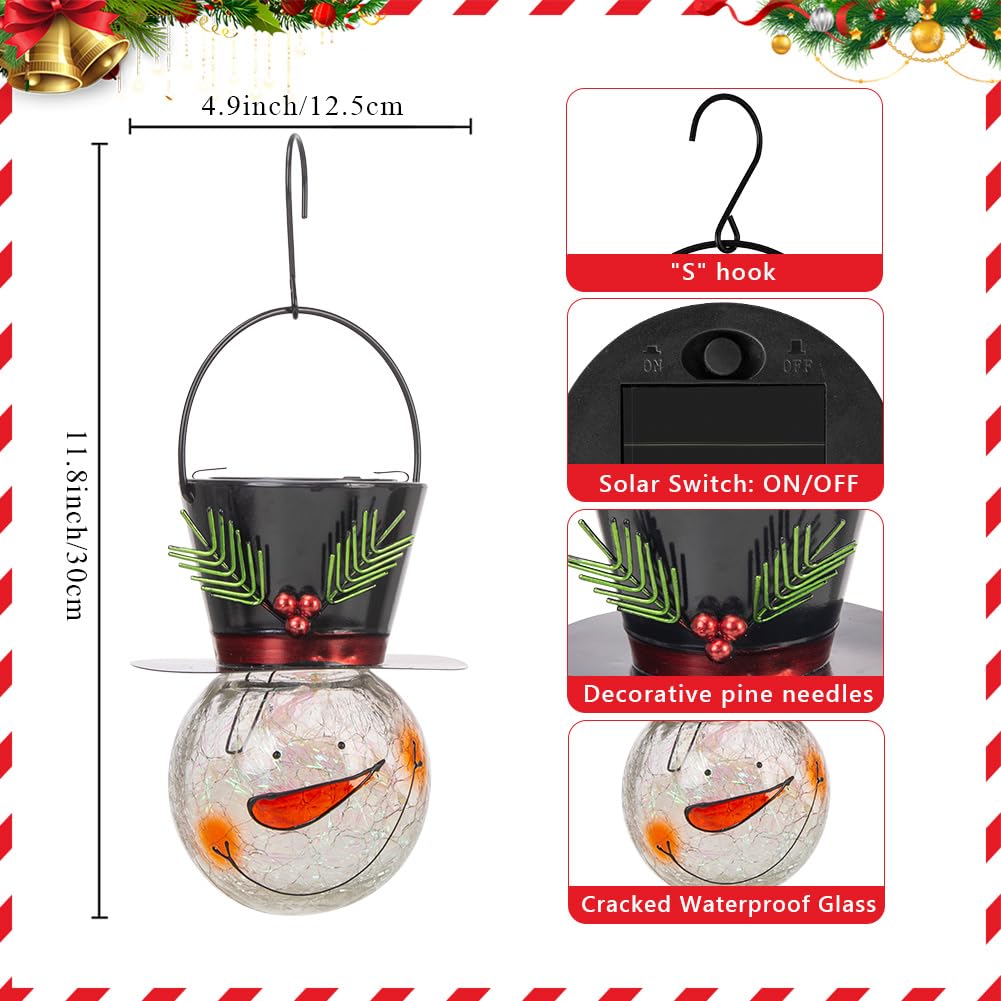 Starsoul Solar Lanterns 2 Pack - Waterproof Snowman Lights for Garden, Patio, Xmas Decor - Small Leaf Design