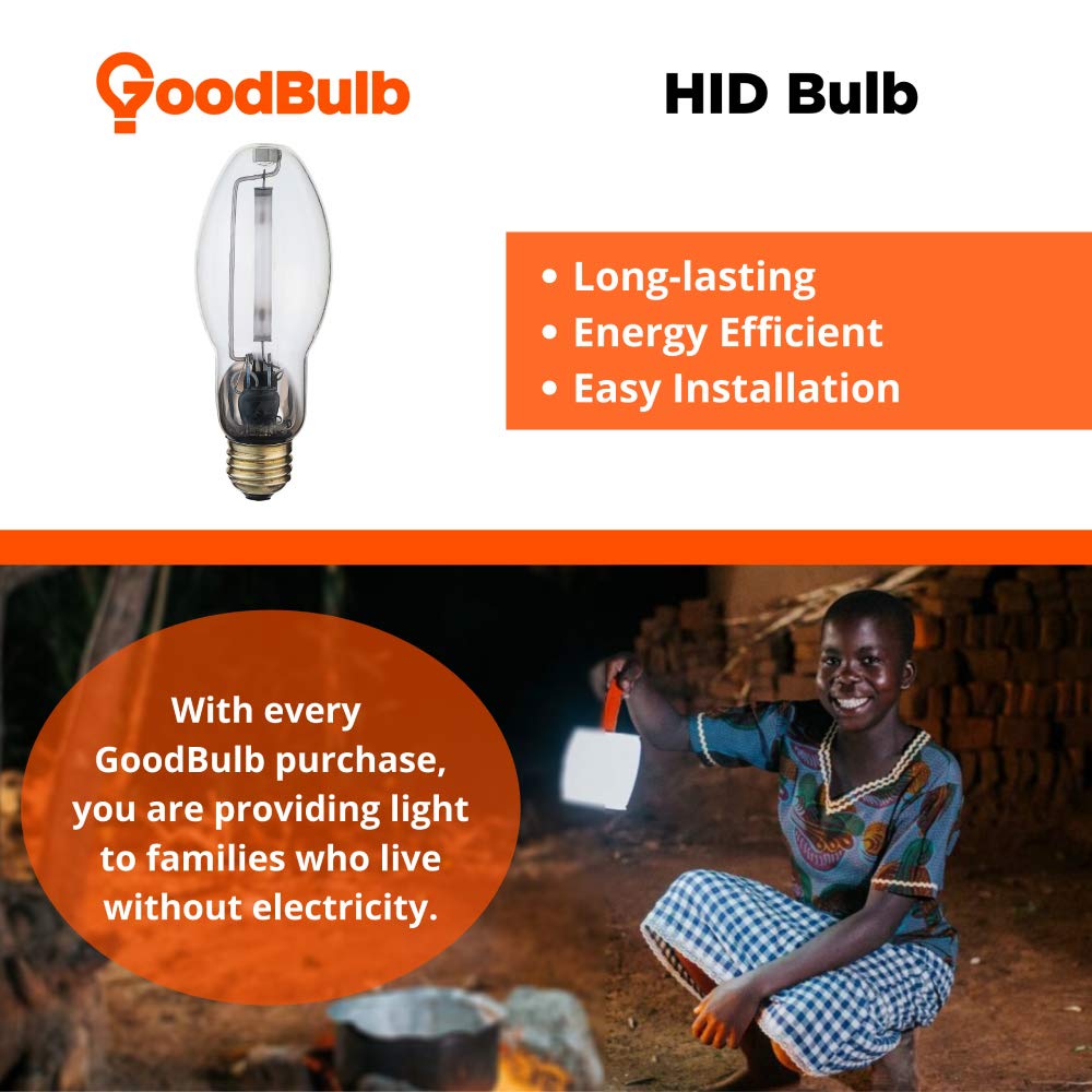 GoodBulb 50-Watt High Pressure Sodium HID Light Bulb E26 Medium Base ED17 S68 2000K Warm White Pack of 2