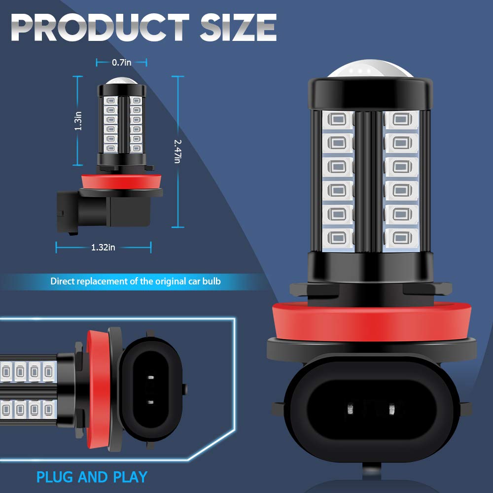 Teguangmei H11 Car LED Fog Light Bulbs 6000K Green 5730 33SMD 12V - 2Pcs
