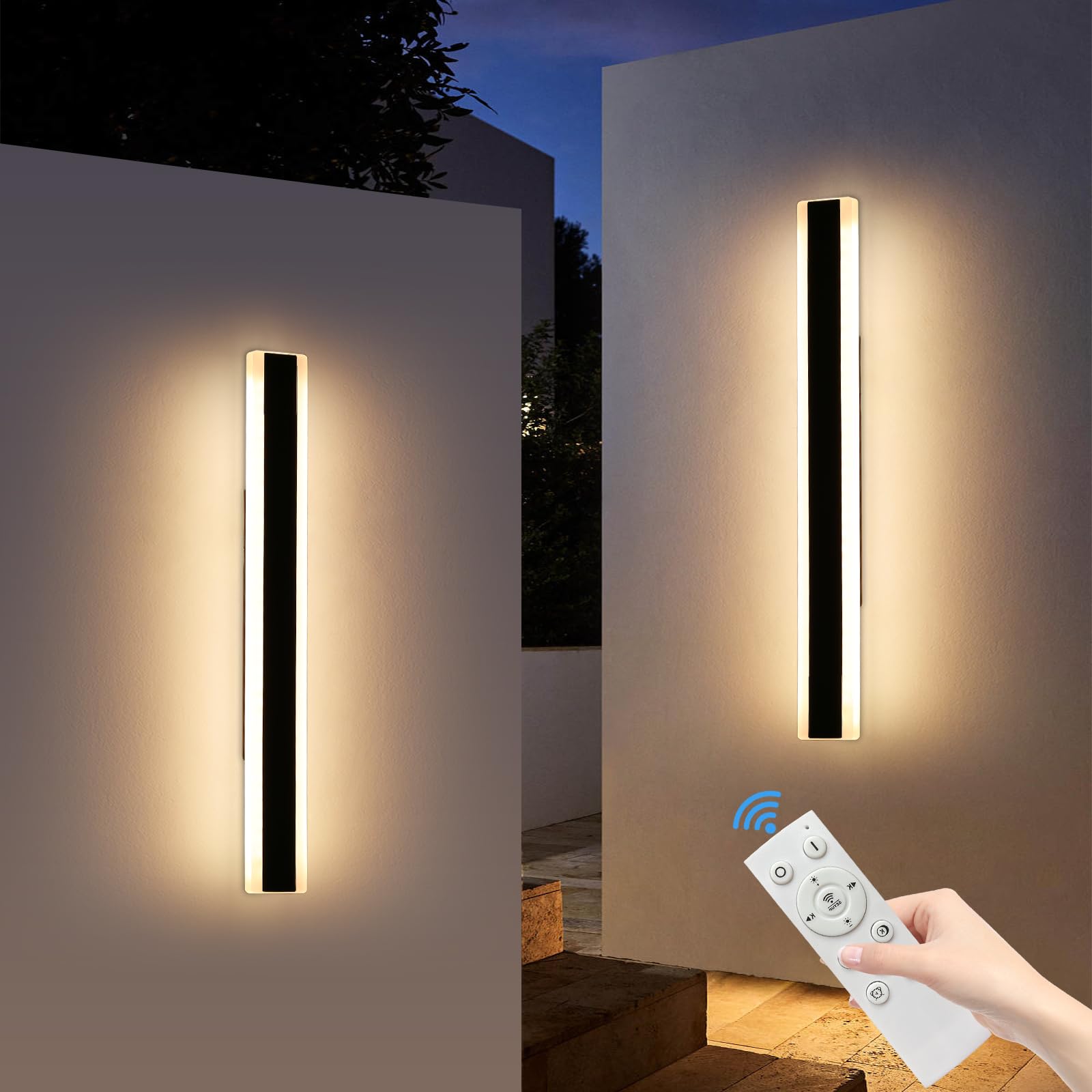 Mikeru 2Pack 31.4Inch Outdoor Wall Light Fixtures  10%-100% Dimmable Outdoor Wall Lights Exterior Front Porch Light 3000-6000K Wall Mounted Led Lighting For Basement  Shop Garage Lighting
