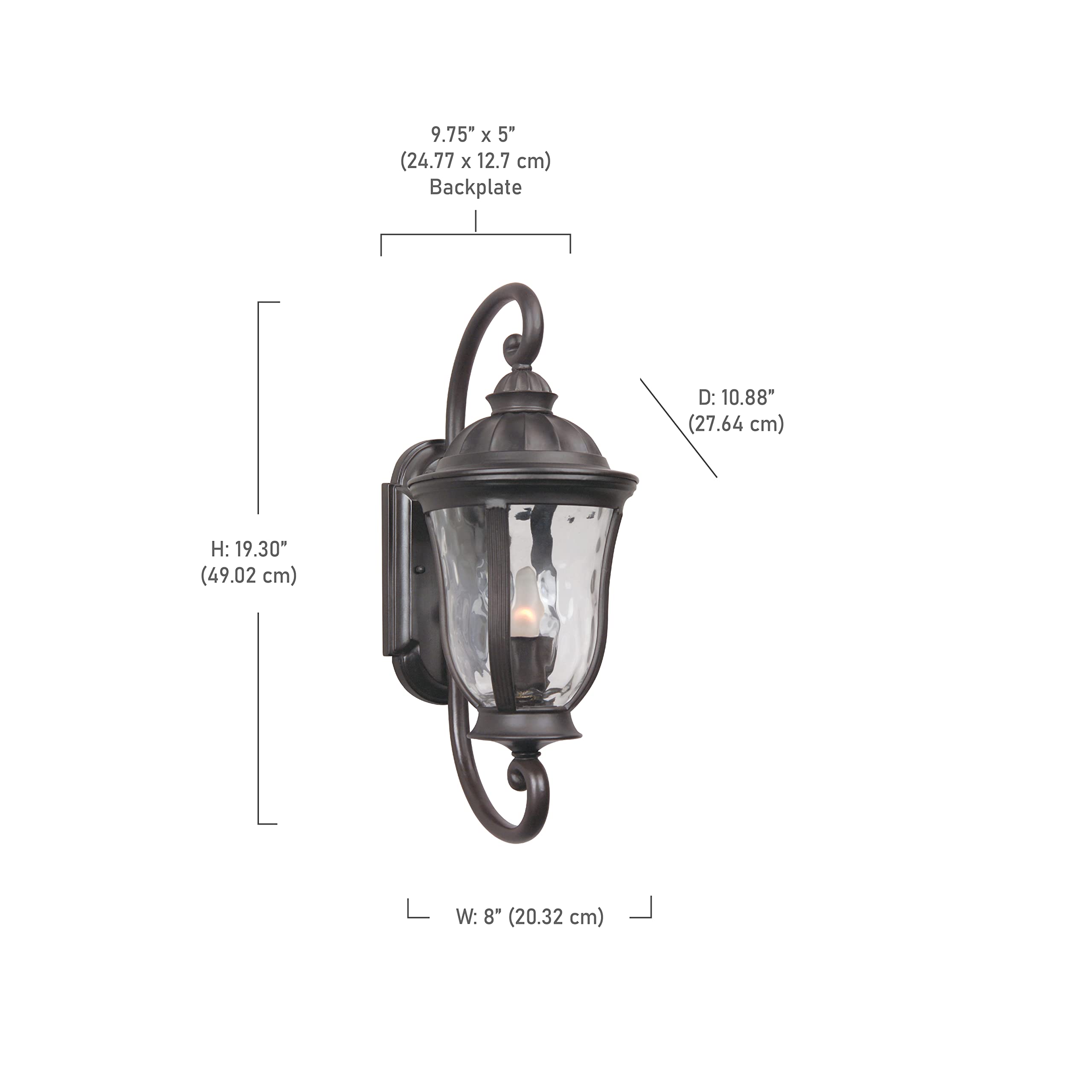 Craftmade Z6000-OBO Outdoor Wall Sconce, 1-Light, 100W, Glass, Oiled Bronze, 8inW x 19inH