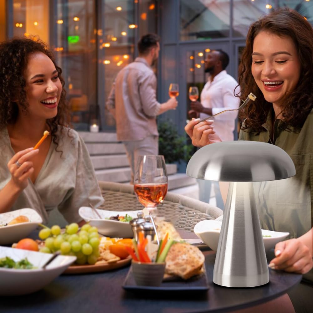 Leroxo Portable Metal Led Table Lamp, Cordless Metal Desk Lamp,3 Color Touch Control Rechargeable Lamp,3-Levels Brightness Room