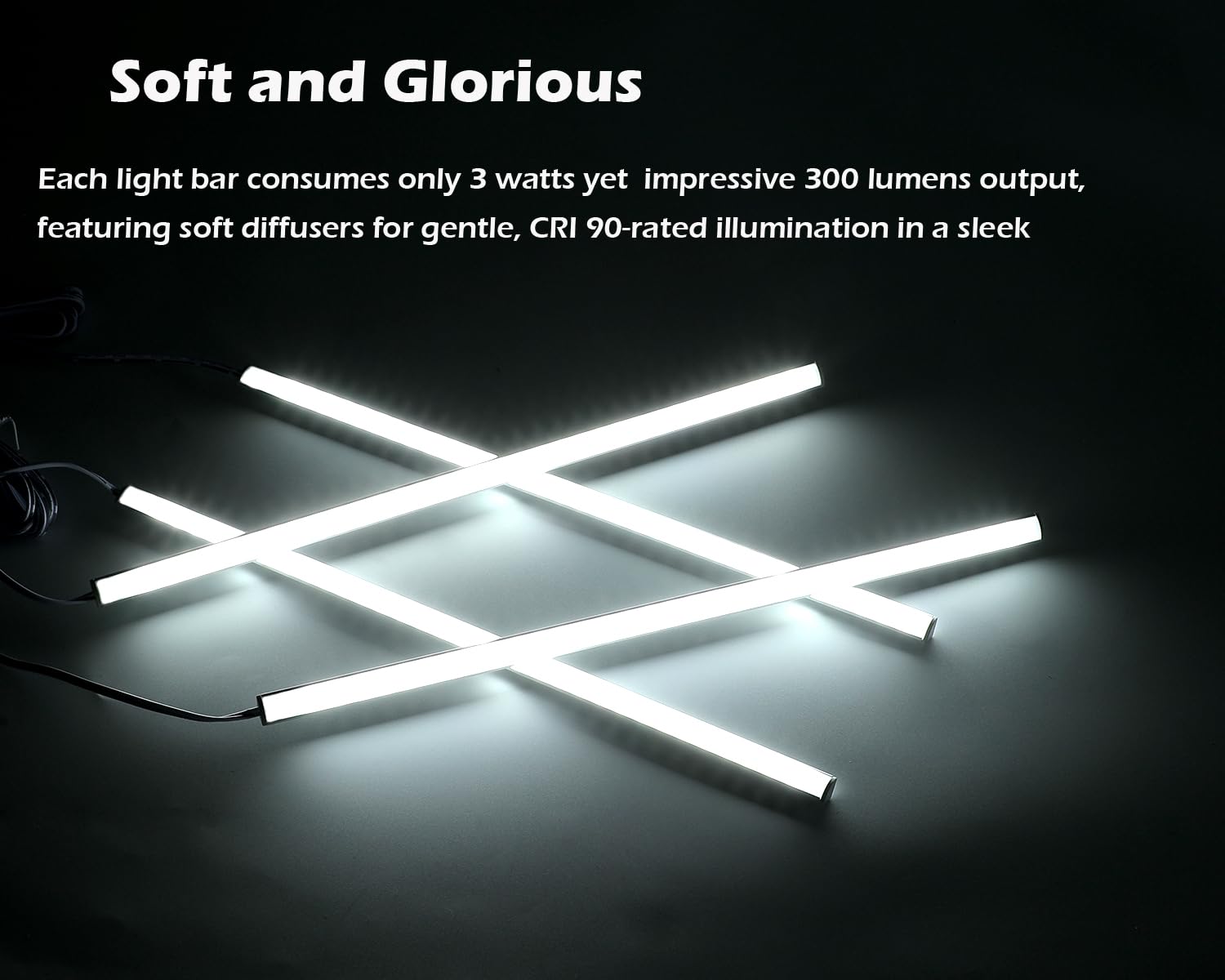 Cefrank 12&quot; Dimmable Led Under Cabinet Lighting Kit - 4Pcs, 1200Lm, Pure White 600