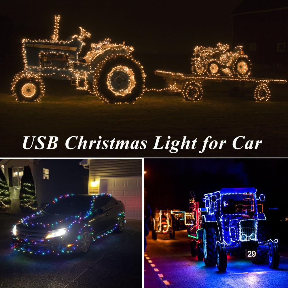 Solhice 50Ft Christmas Lights Color Changing, 150 Led Indoor Xmas Tree String Lights Usb Powered For Car, Rgb Twinkle Light For Bedroom Outdoor Decor With Remote Control